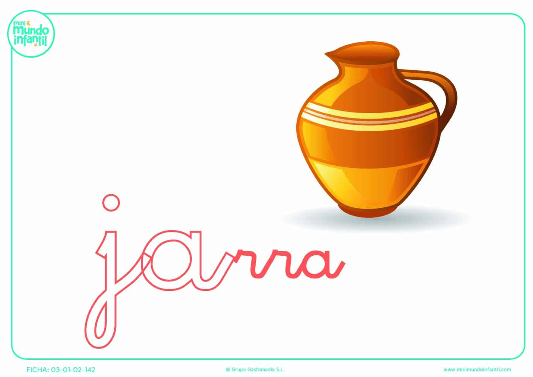 Sílaba JA de jarra en minúsculas para colorear