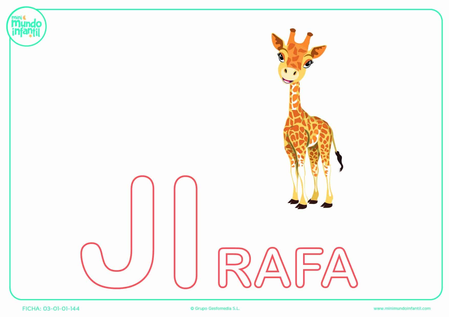 Sílaba JI de jirafa en mayúsculas para pintar