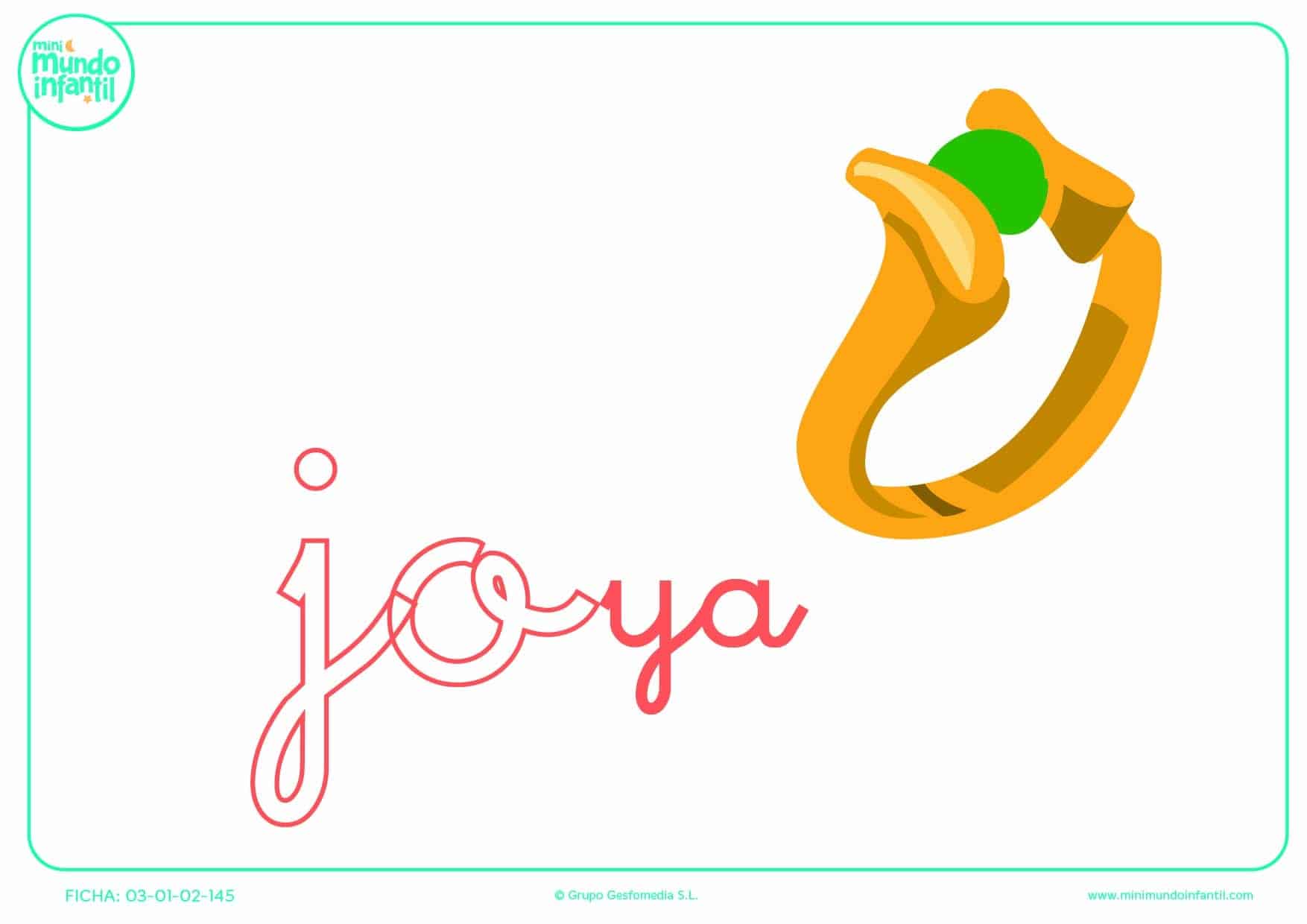 Sílaba JO de joya en minúsculas para pintar