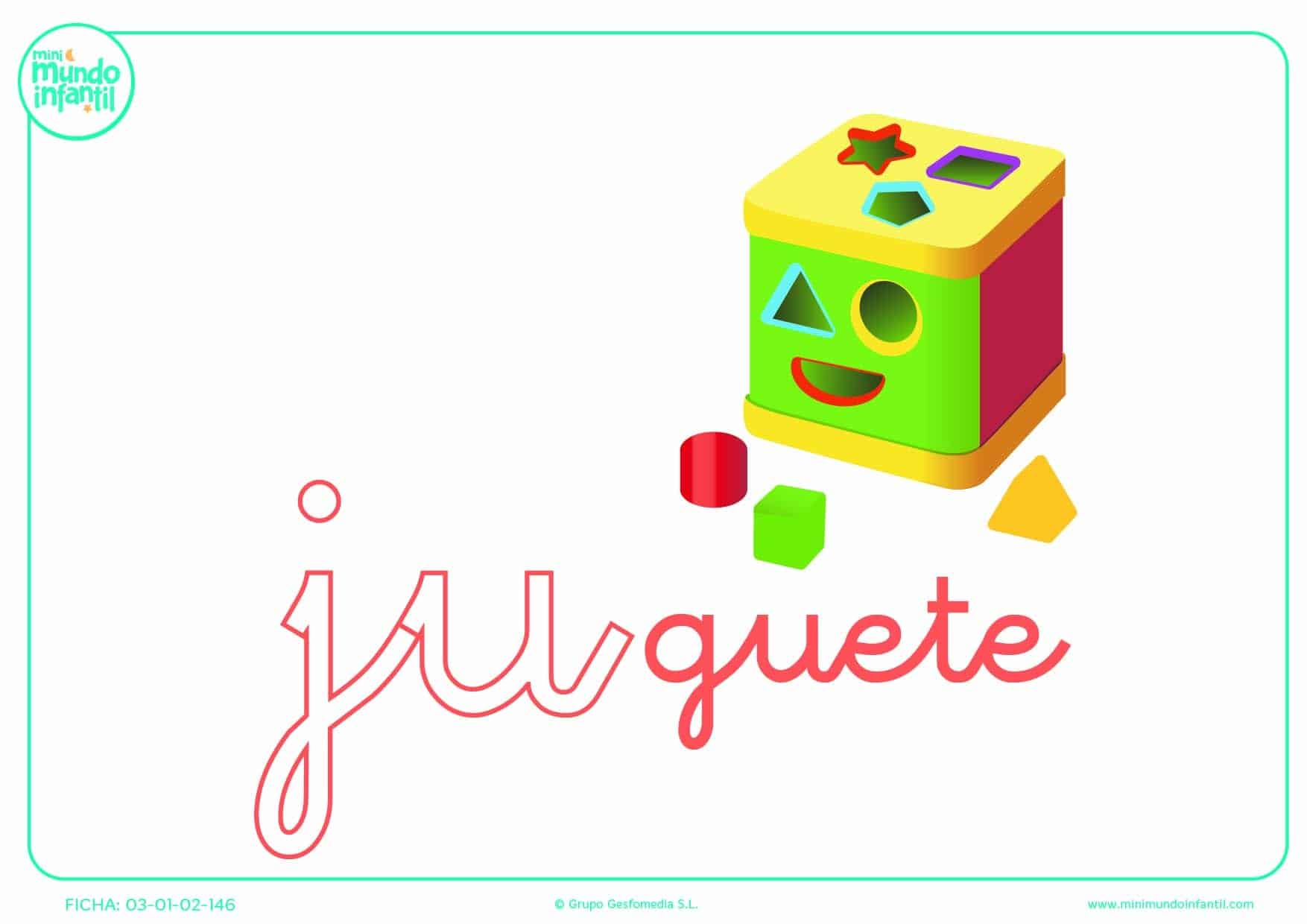 Sílaba JU de juguete en minúsculas para poner color