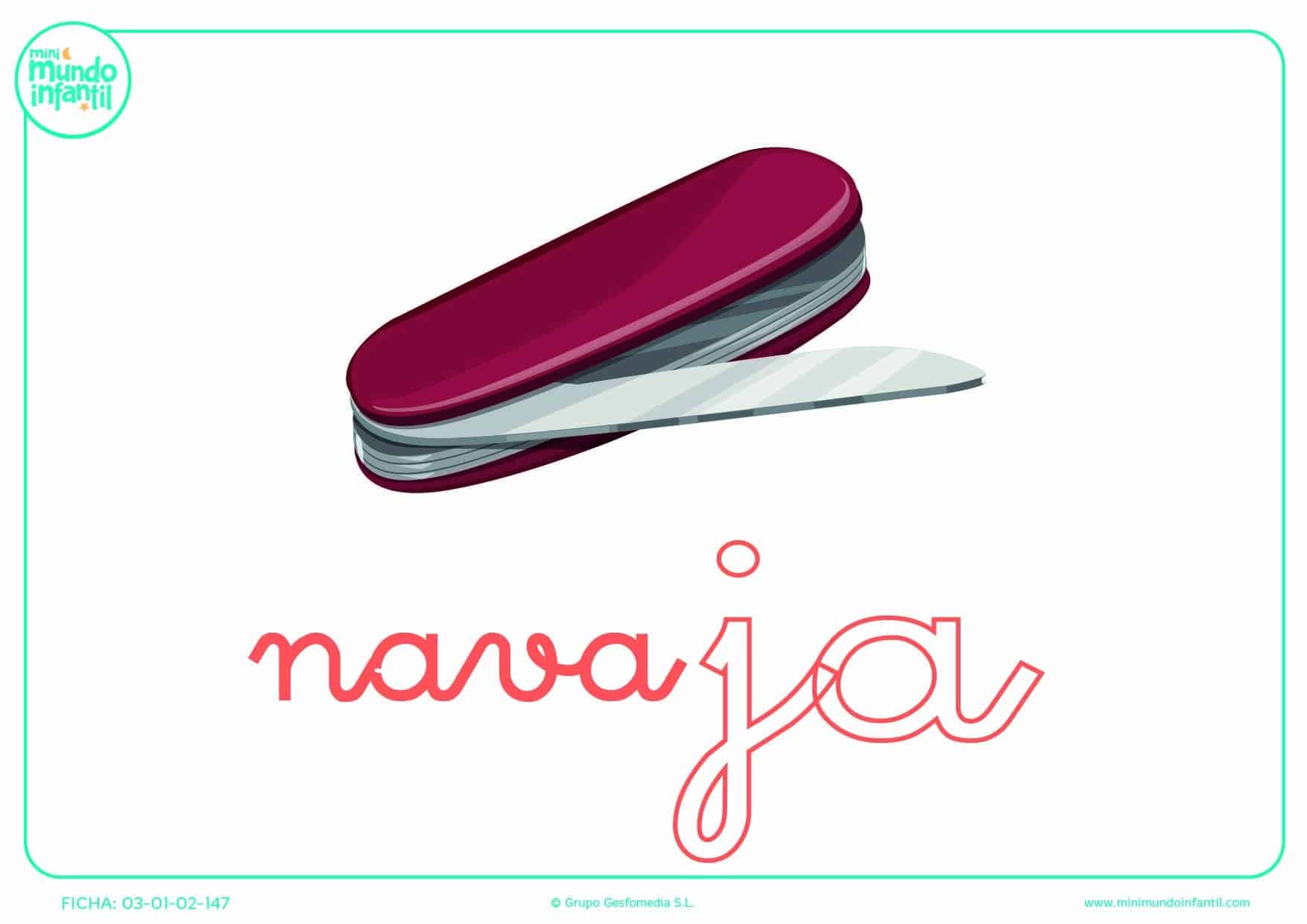 Poner color a la sílaba JA minúscula de navaja