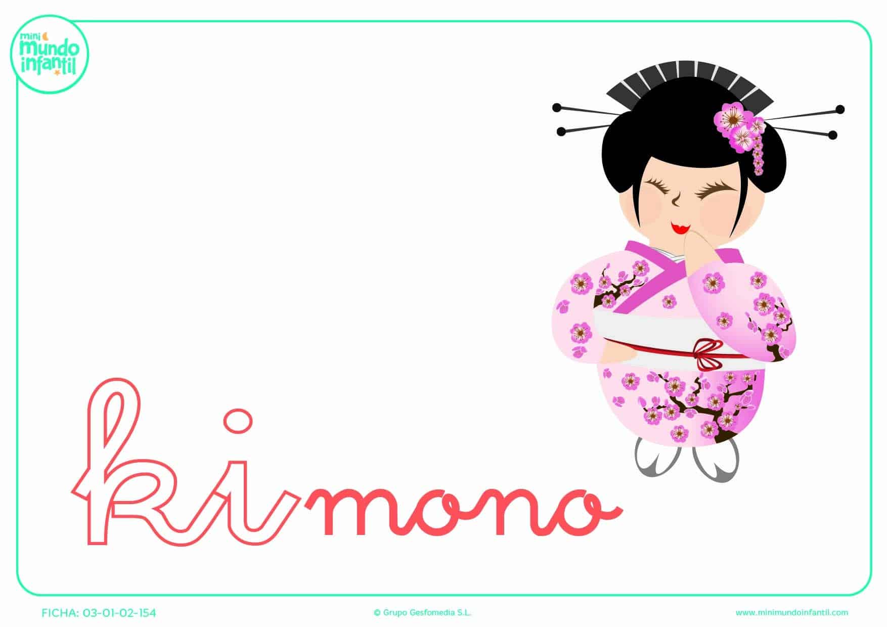 Sílaba KI de kimono en minúsculas para rellenar