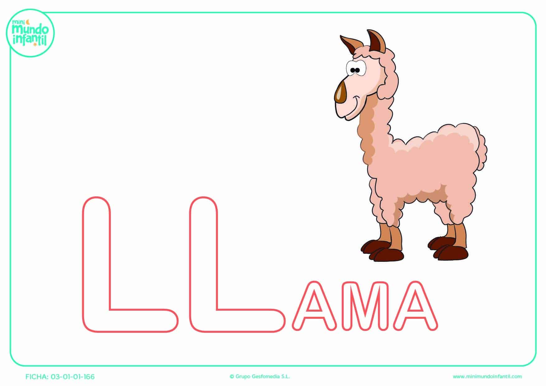 Letra LL de llama en mayúsculas para colorear