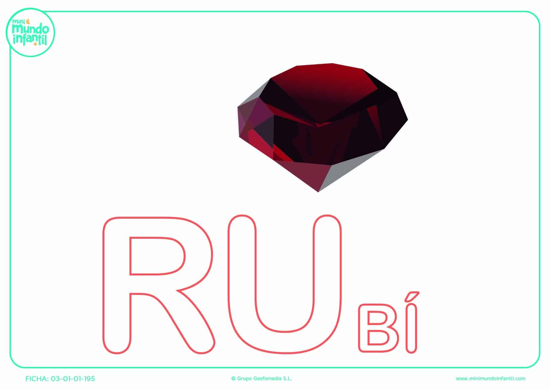 Sílaba RU mayúscula de rubí para completar