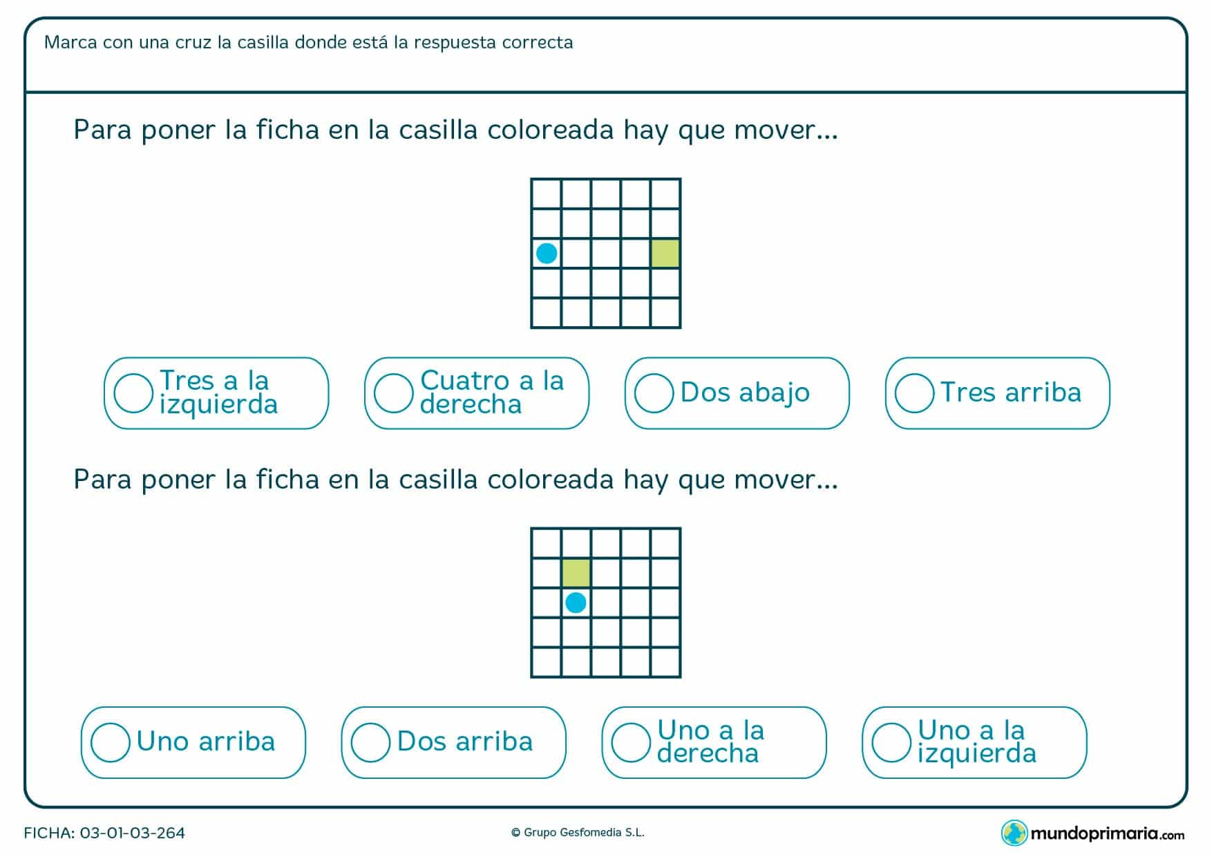 ¿Cuántas posiciones debe intercambiar la ficha para conseguir llegar a la casilla resaltada en verde?