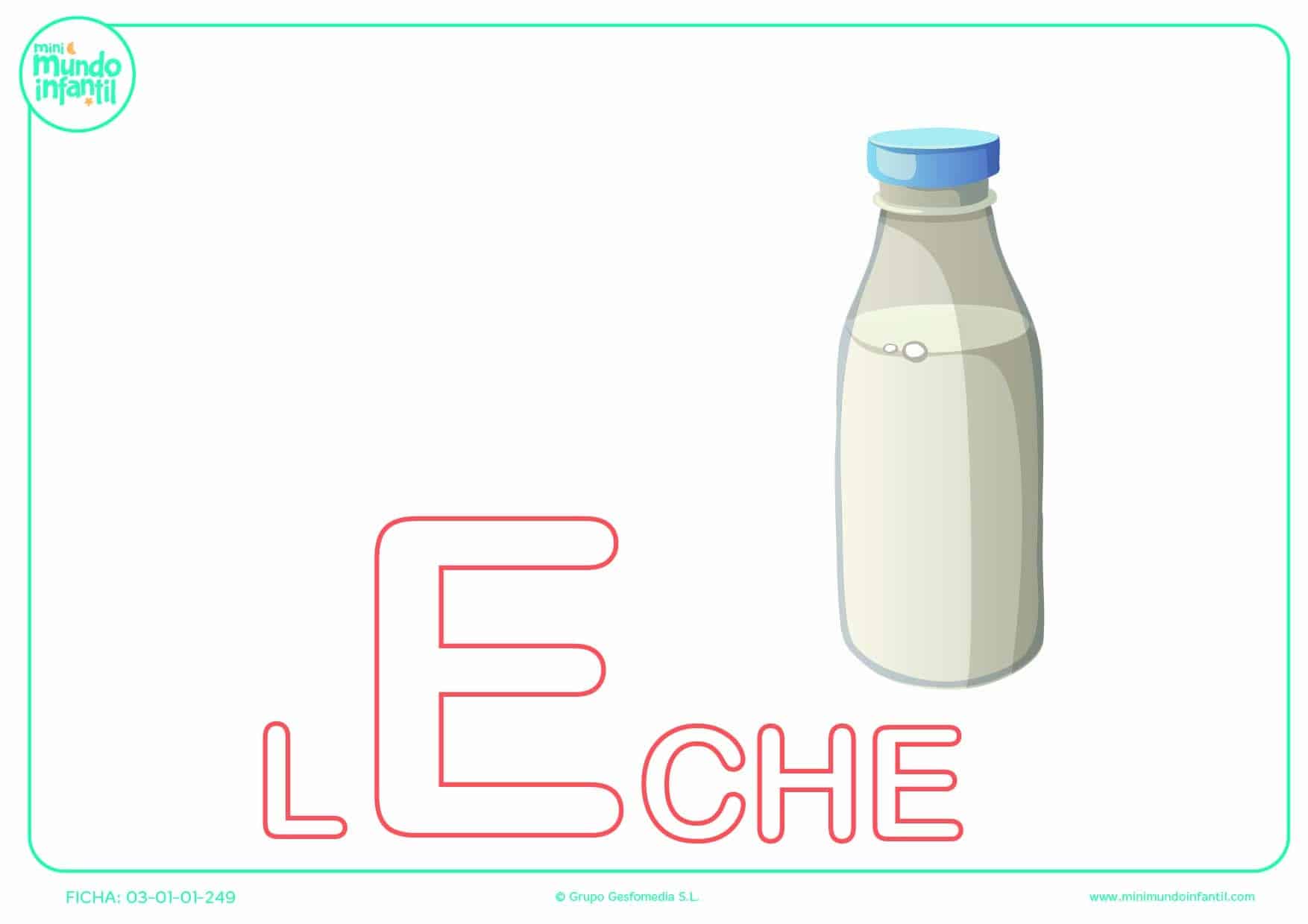 Letra E mayúscula de leche para pintar