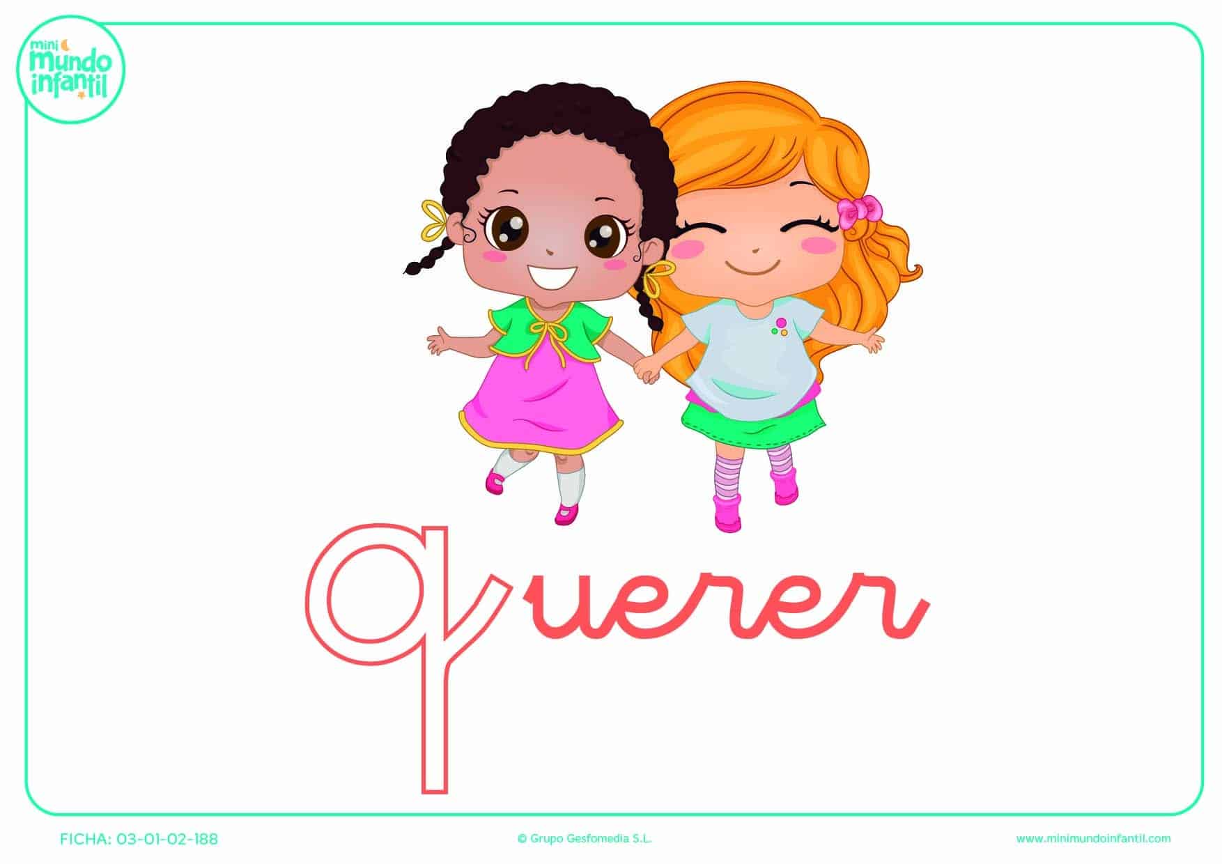 Letra Q de querer en minúsculas para colorear