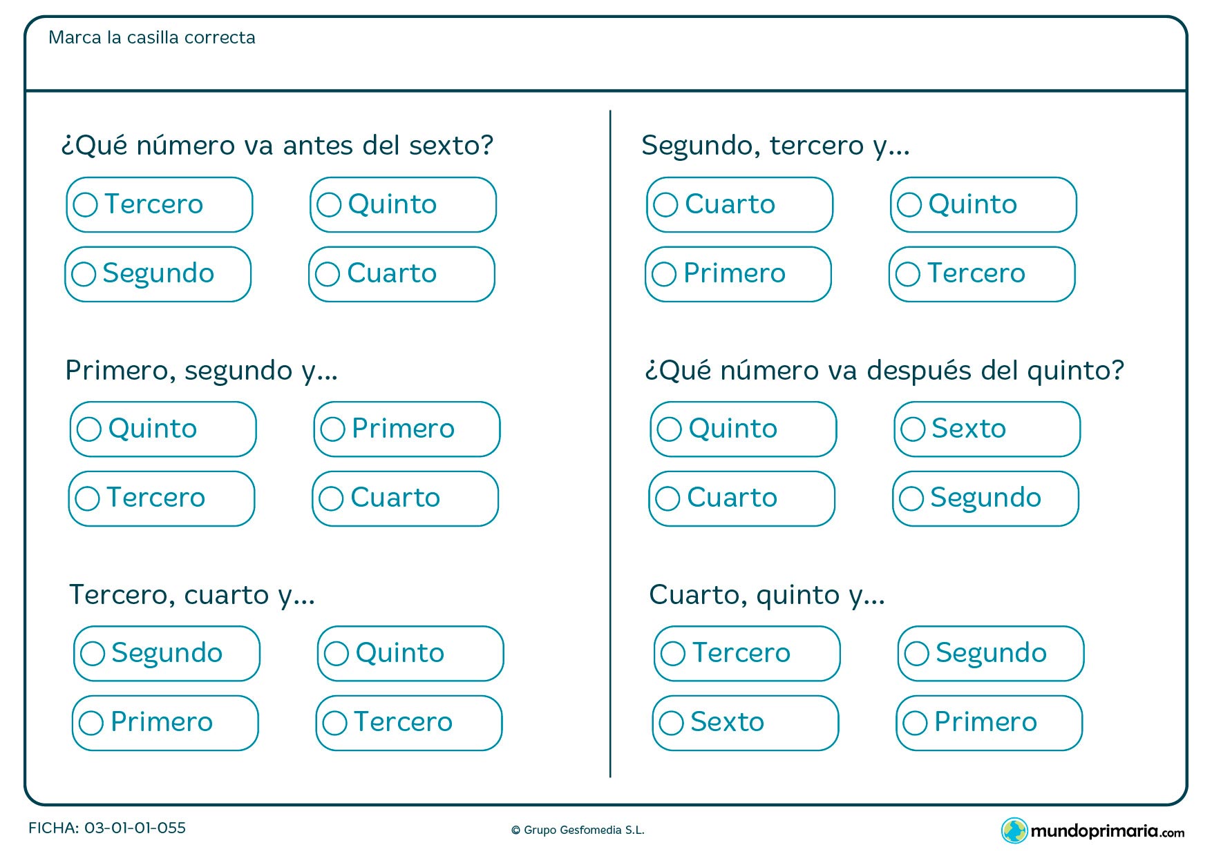 ¿Qué orden es el correcto en las siguientes series? Identifica las respuestas correctas y marca la solución.