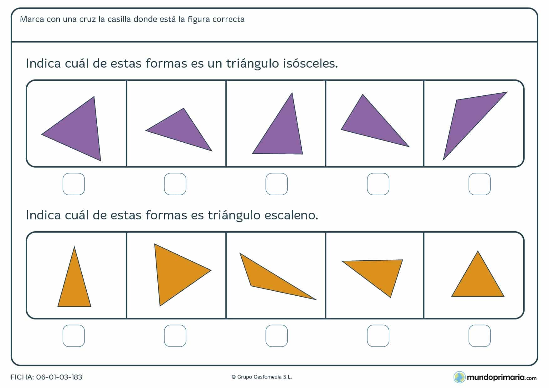 Ficha de señalar la forma correcta para primaria