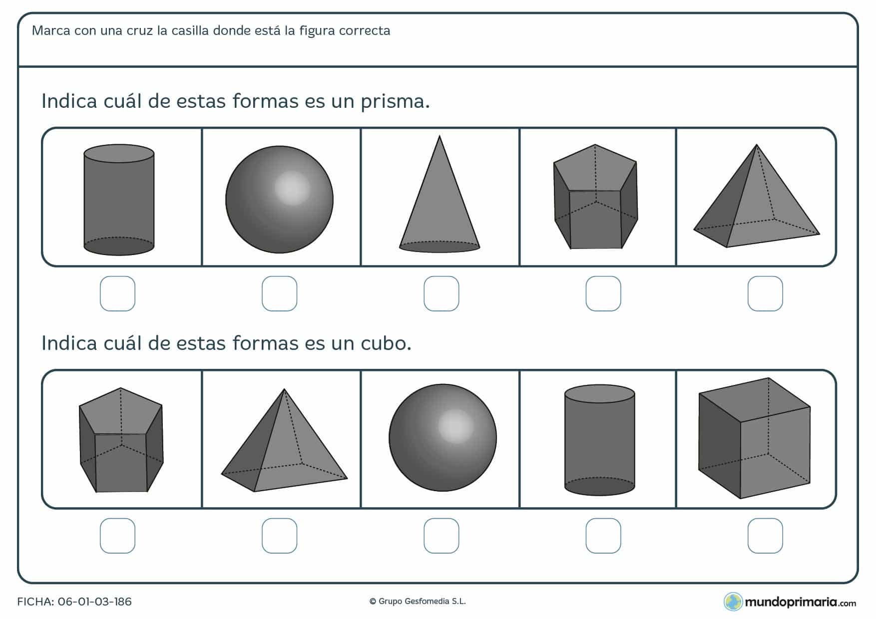 Ficha de solucionar las cuestiones sobre geometría para primaria