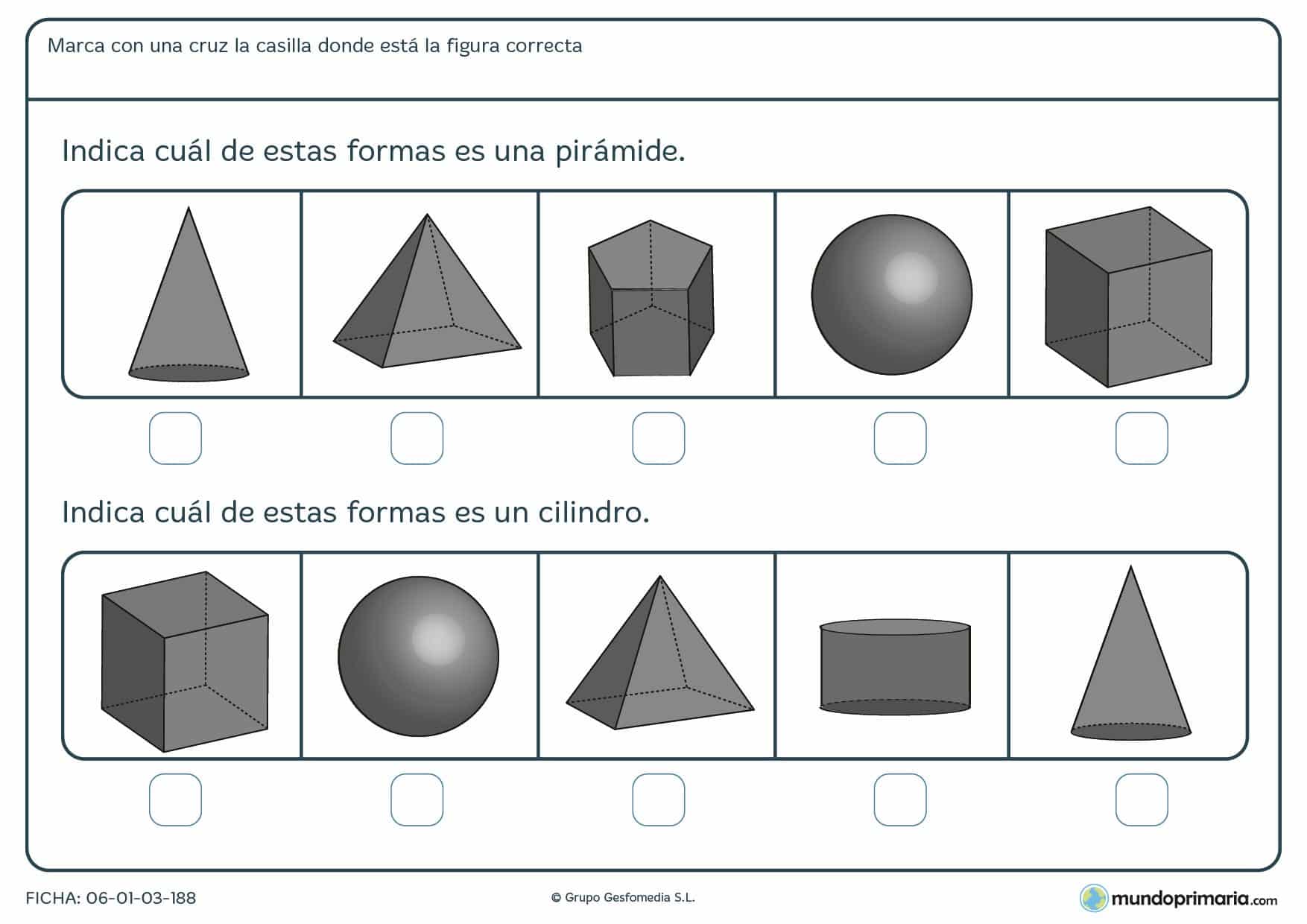 Ficha de geometría con preguntas para primaria