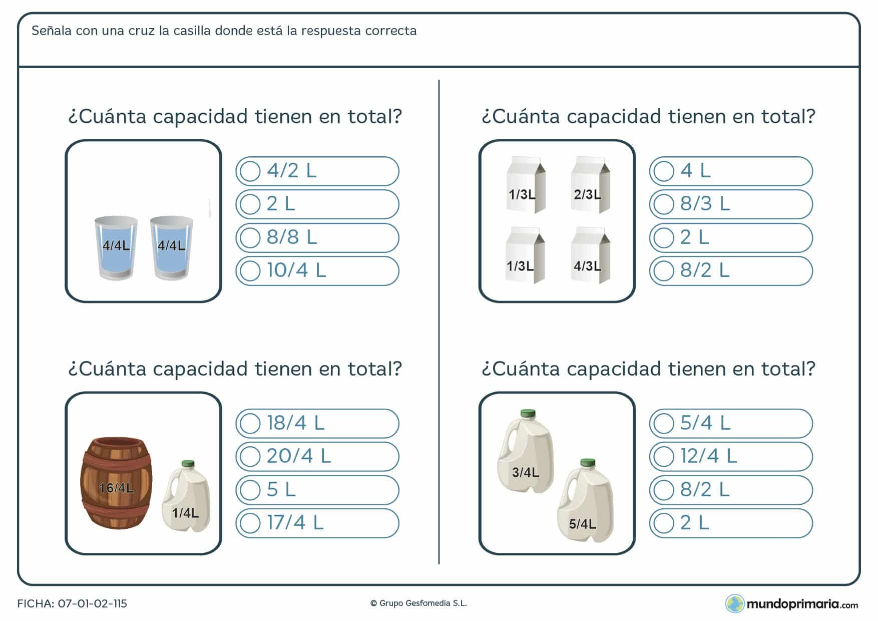 Ficha de juntar todas las cantidades en las imágenes para Primaria