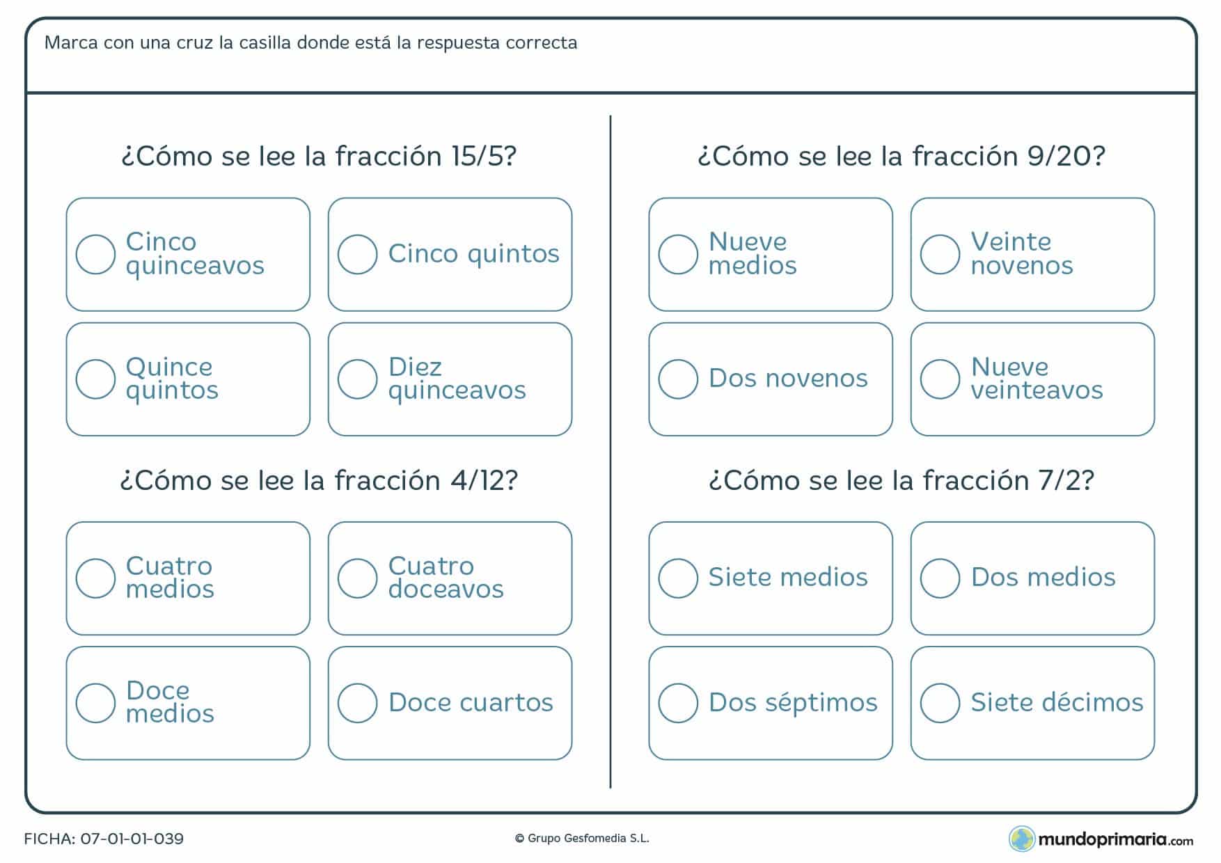 Ficha de fraccionamiento de porciones para niños de Primaria
