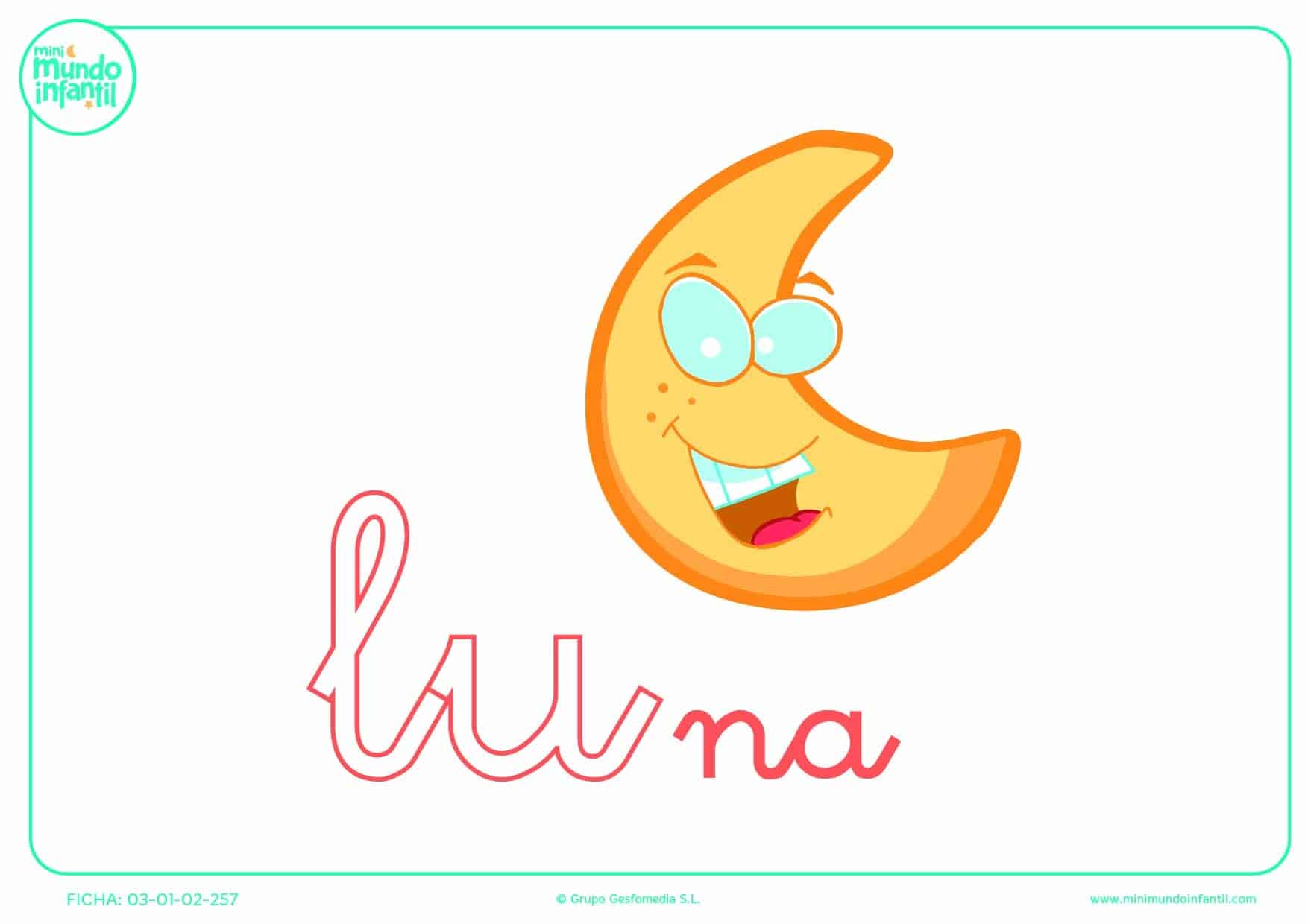 Pintar la sílaba LU minúscula de luna