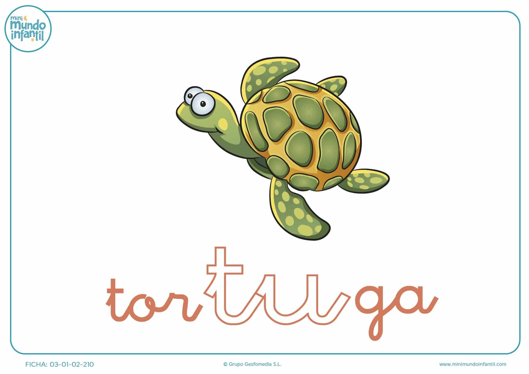 Pintar la silaba TU de tortuga en minusculas