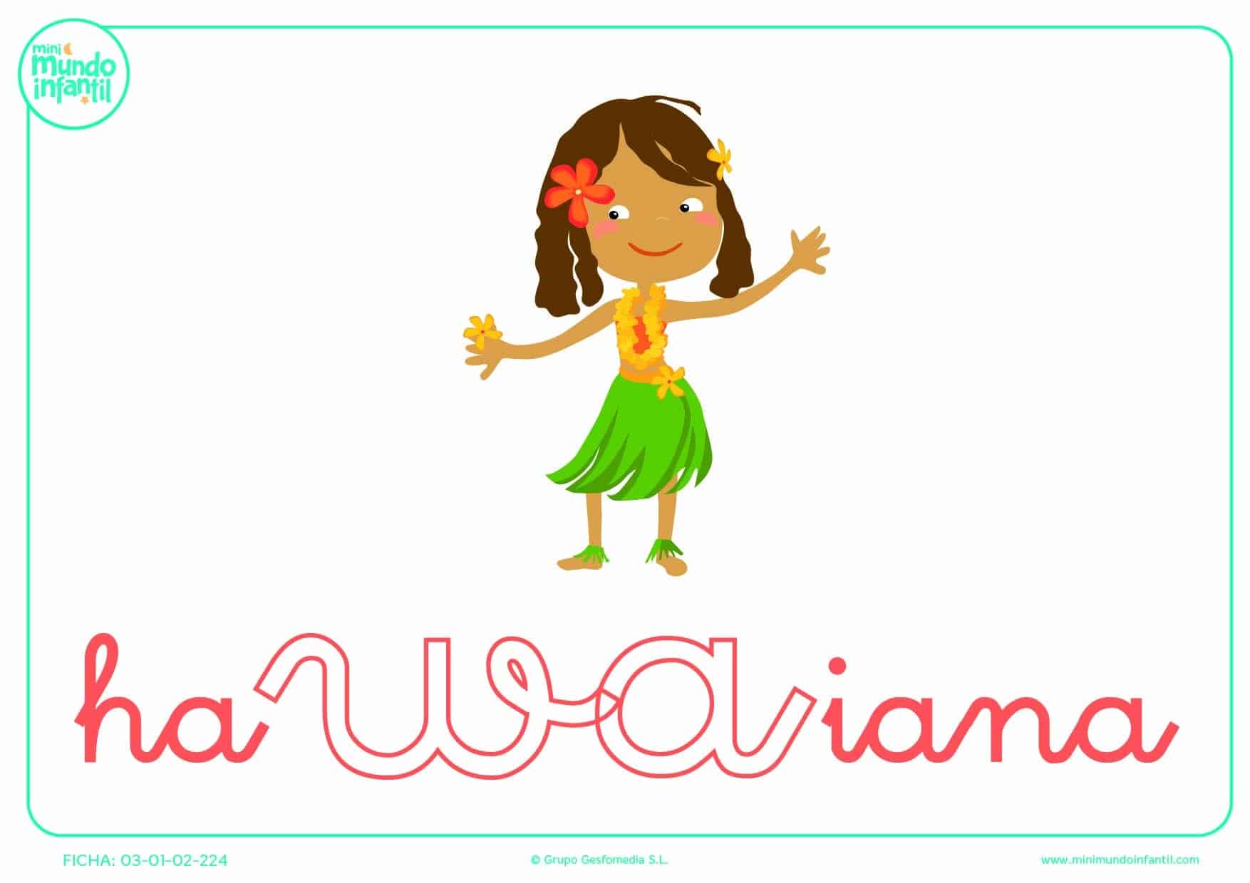 Pintar la sílaba WA de hawaiana en minúsculas