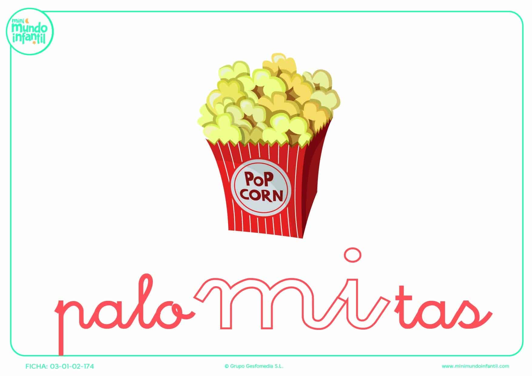 Pon color a la sílaba MI minúscula de palomitas