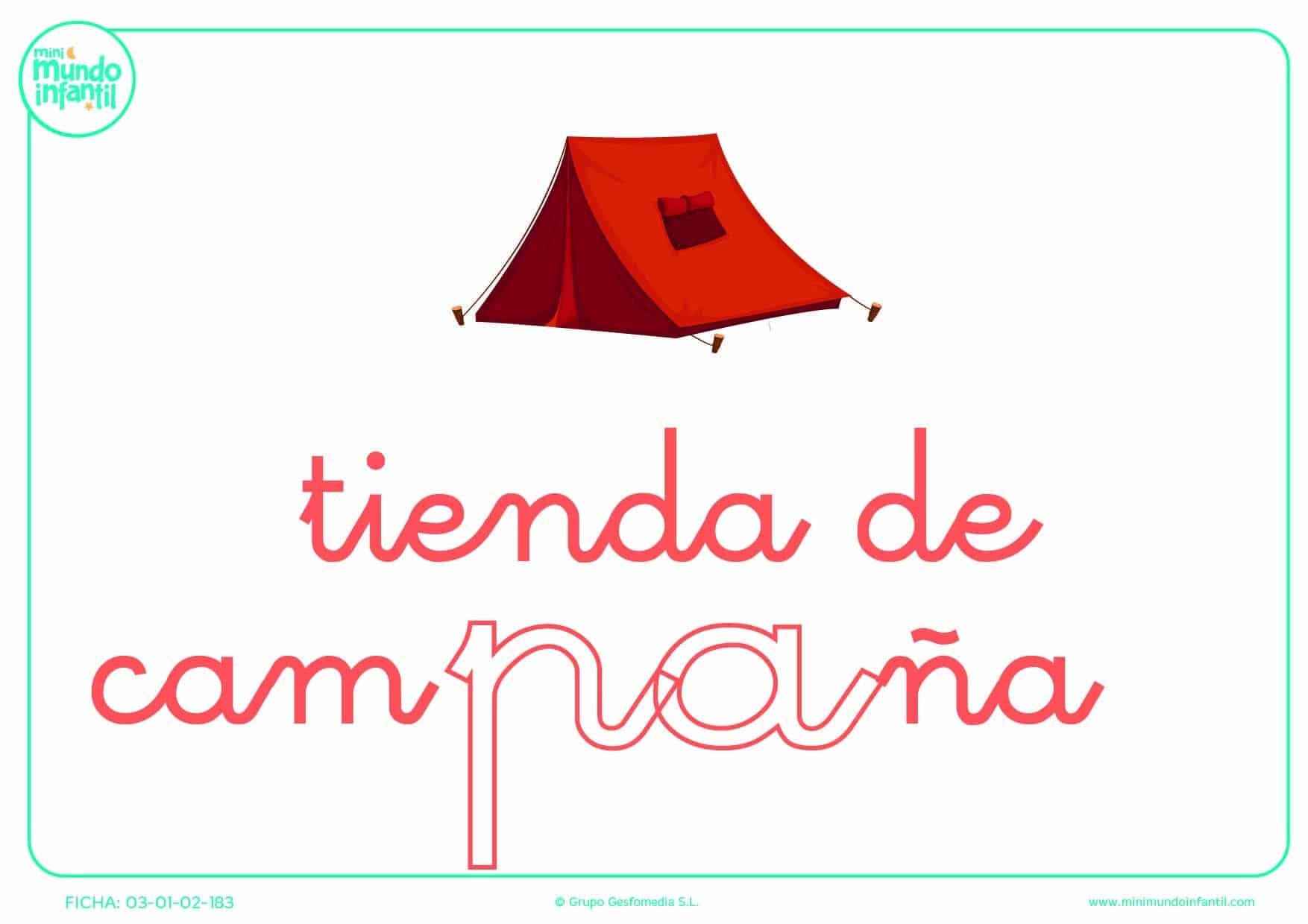 Rellenar la sílaba PA de tienda de campaña en minúsculas