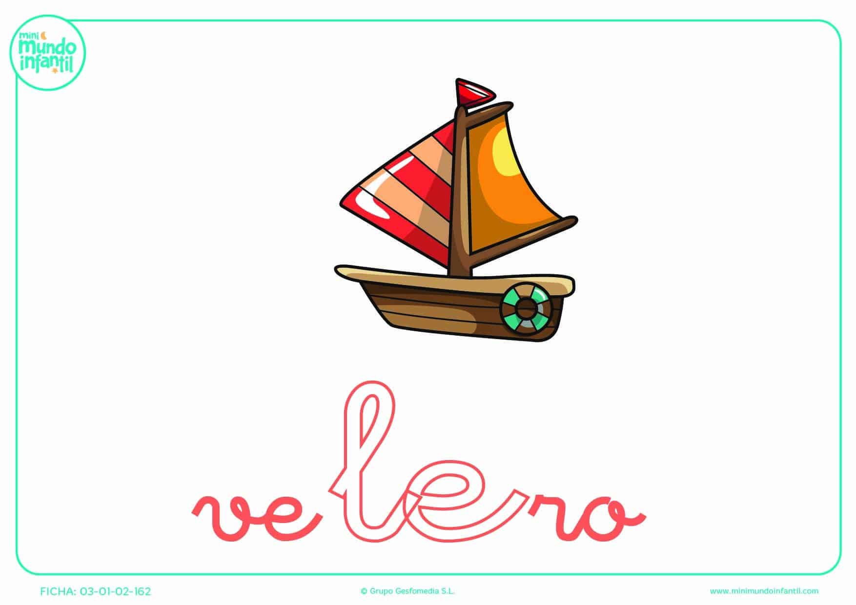 Sílaba LE de velero en minúsculas para completar