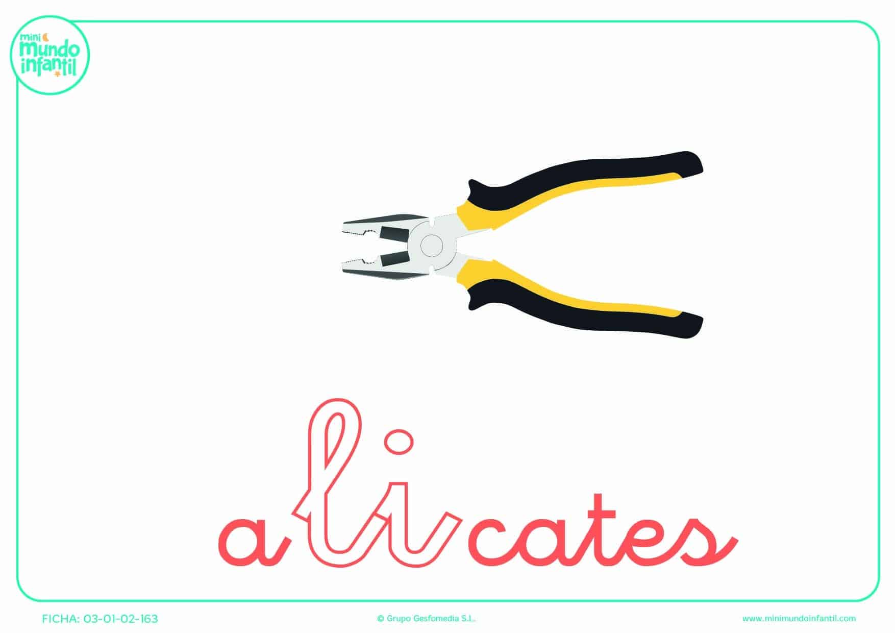 Sílaba LI de alicates en minúsculas para poner color