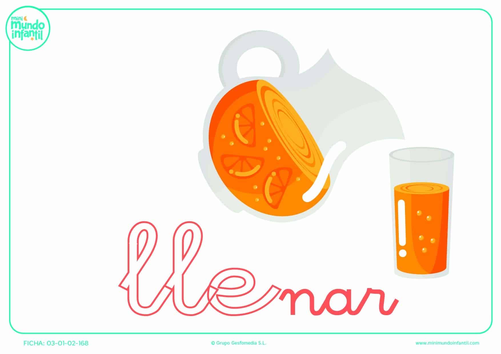 Sílaba LLE en minúsculas de llenar para pintarSílaba LLE en minúsculas de llenar para pintar