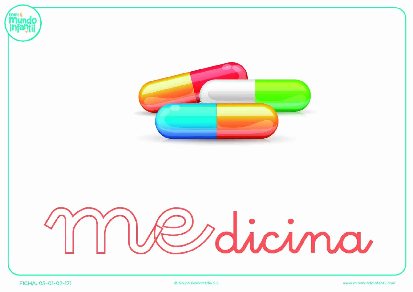 Sílaba ME minúscula de medicina para colorear