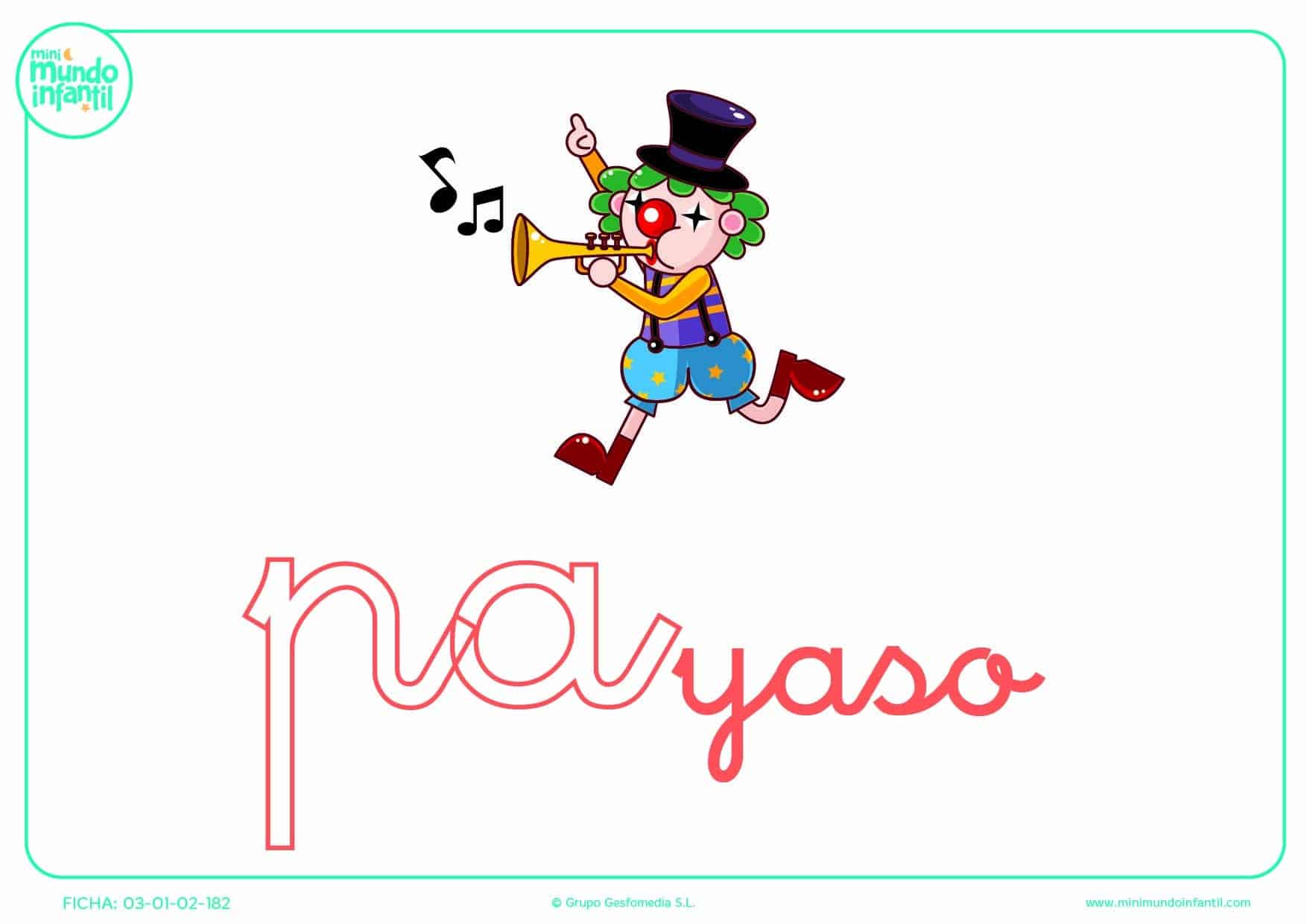 Sílaba PA minúscula de payaso para colorear