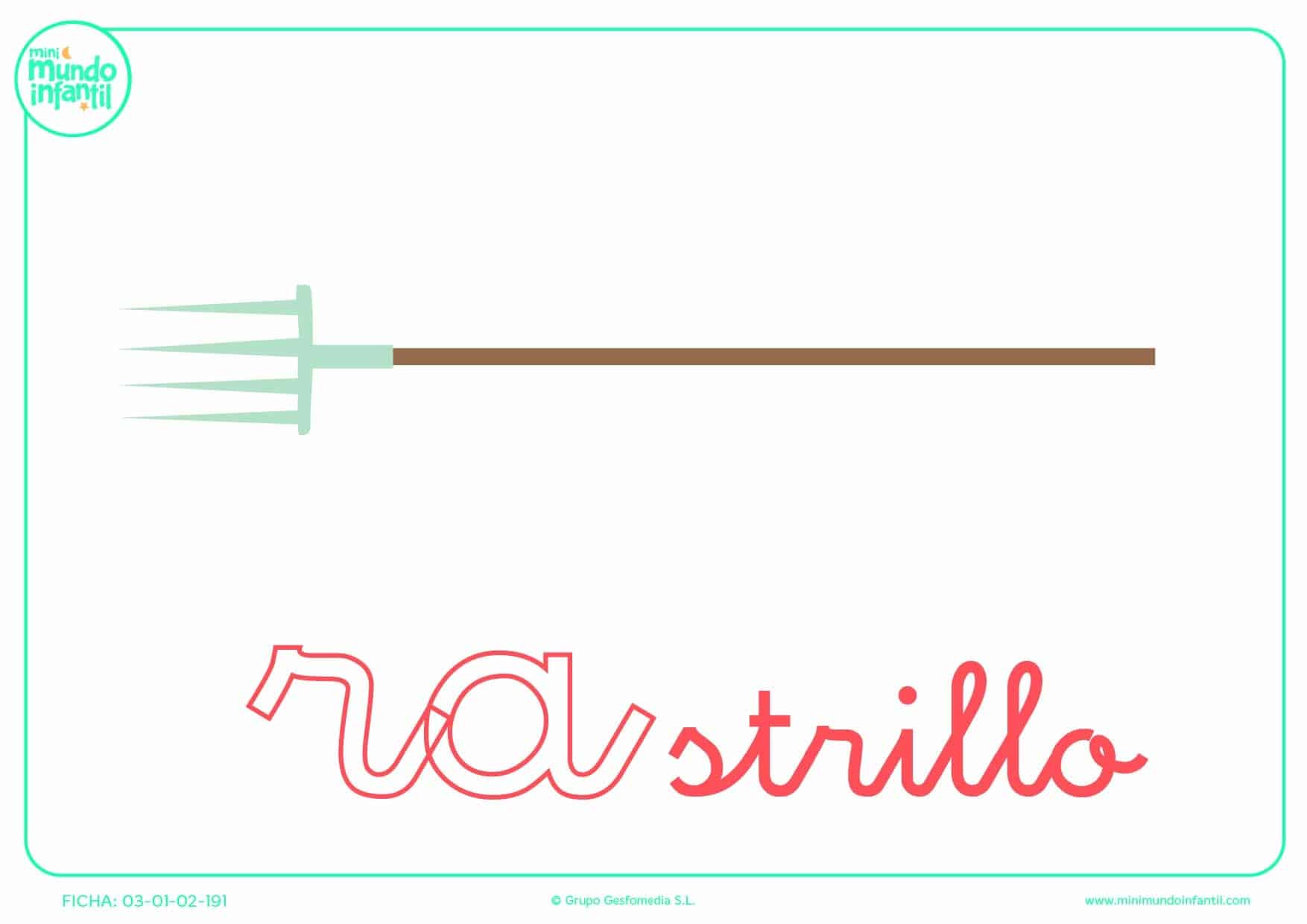 Sílaba RA minúscula de rastrillo para pintar