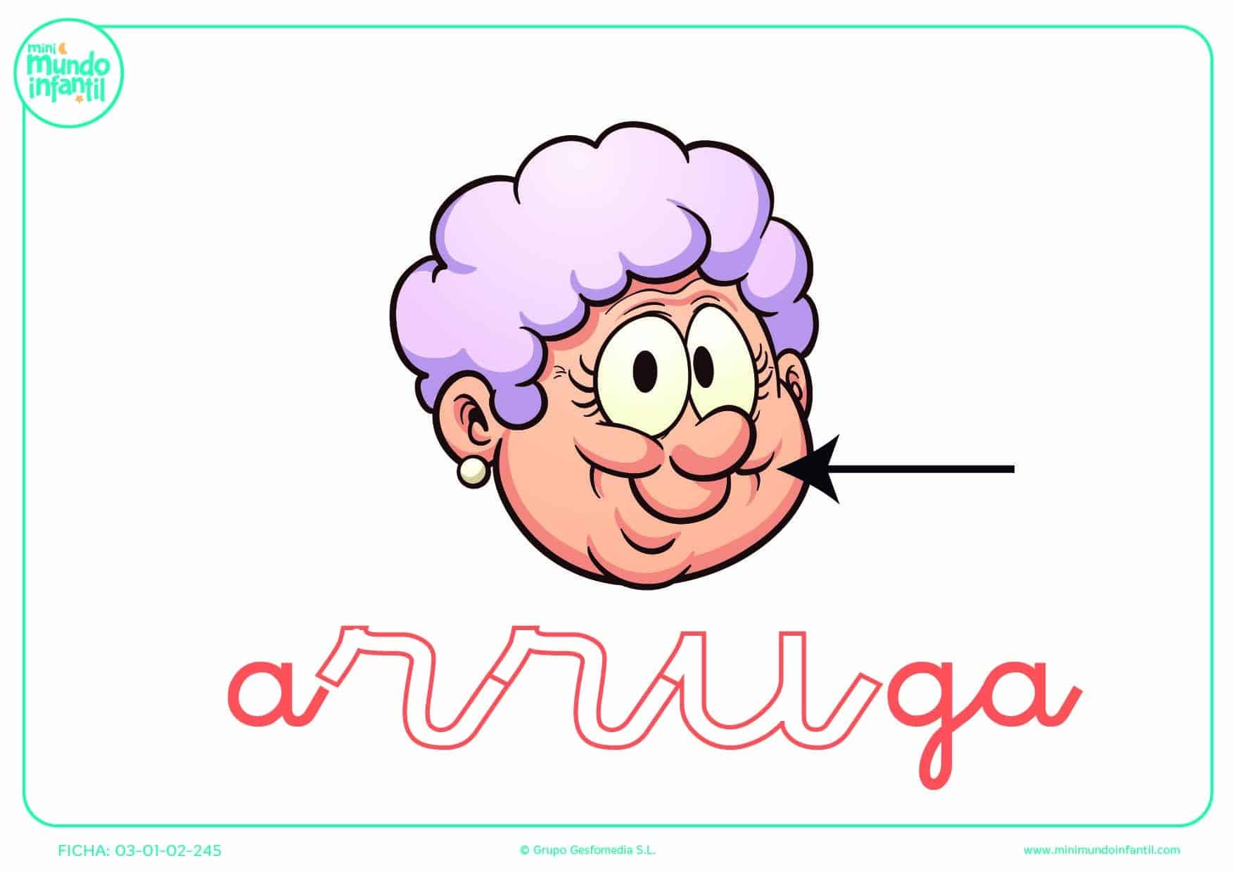 Sílaba RRU de arruga en minúsculas para colorear