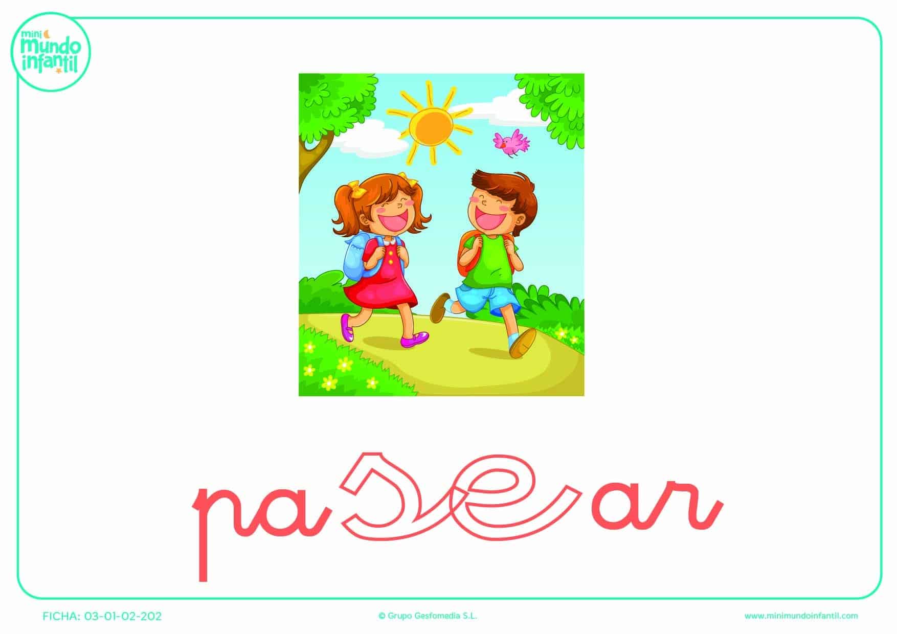 Sílaba SE de pasear en minúsculas para poner color