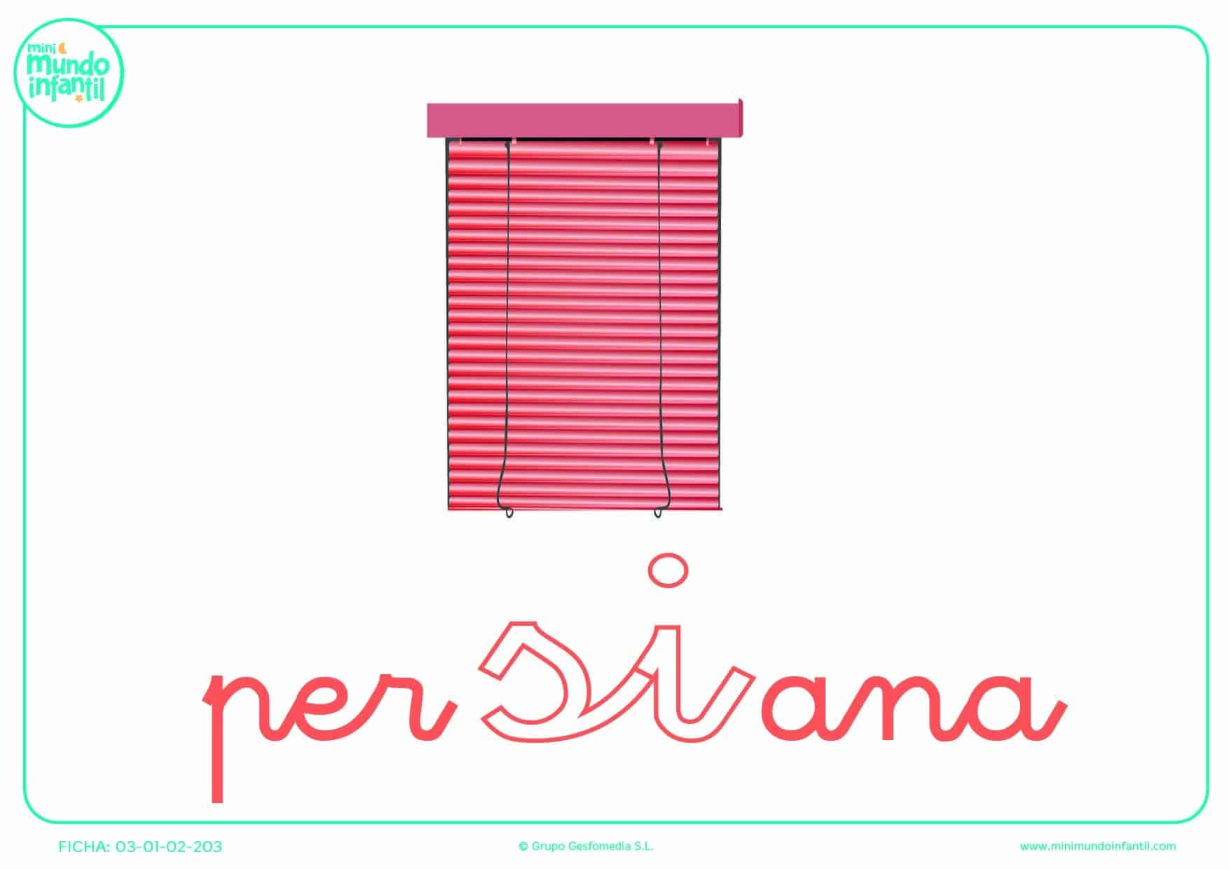 Sílaba SI de persiana en minúsculas para rellenar