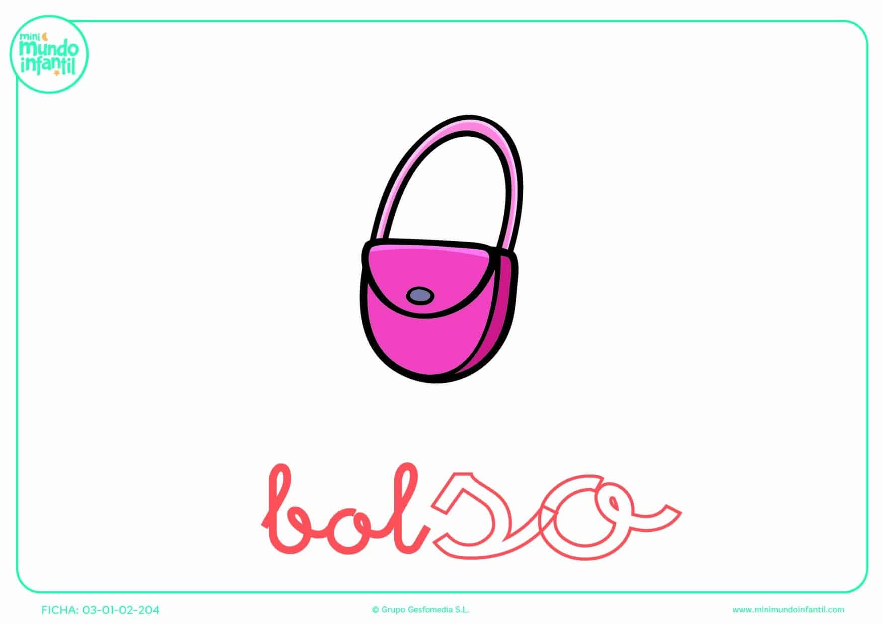 Sílaba SO de bolso en minúsculas para colorear