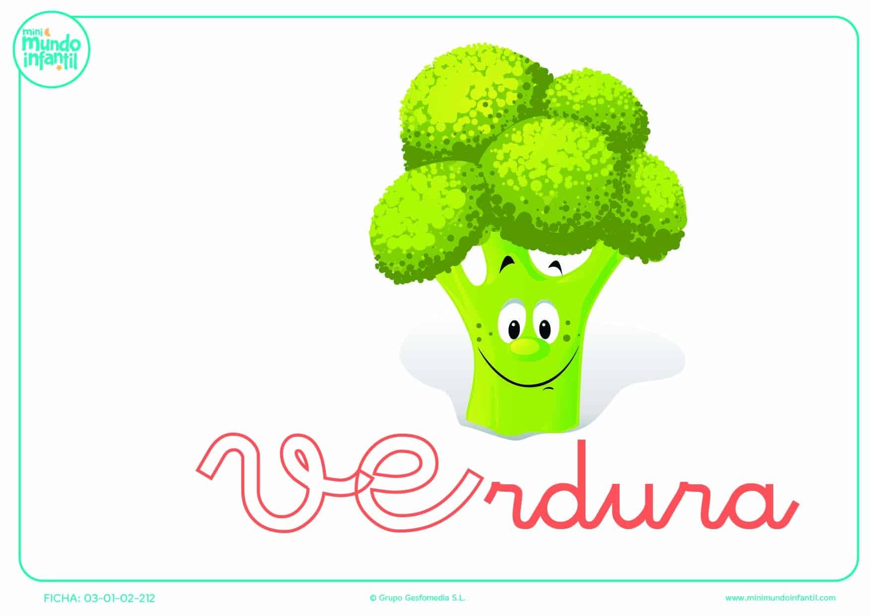 Sílaba VE de verdura en minúsculas para rellenar