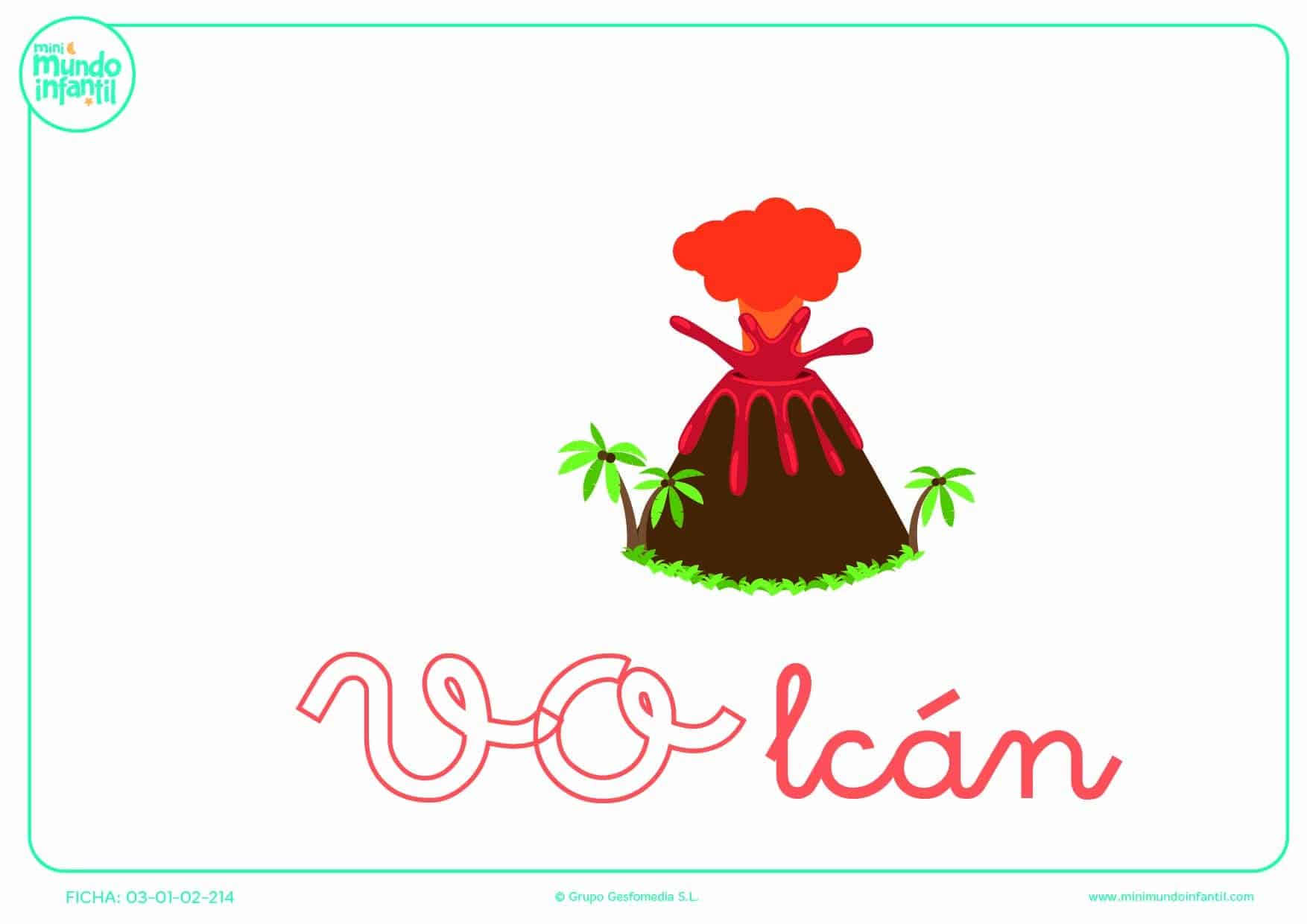 Sílaba VO de volcán en minúsculas para colorear