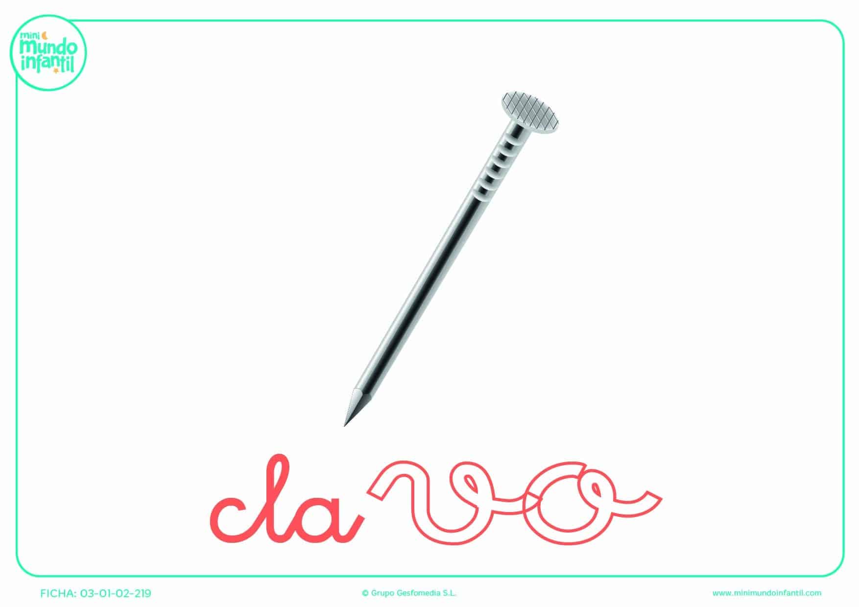 Sílaba Vo minúscula de clavo