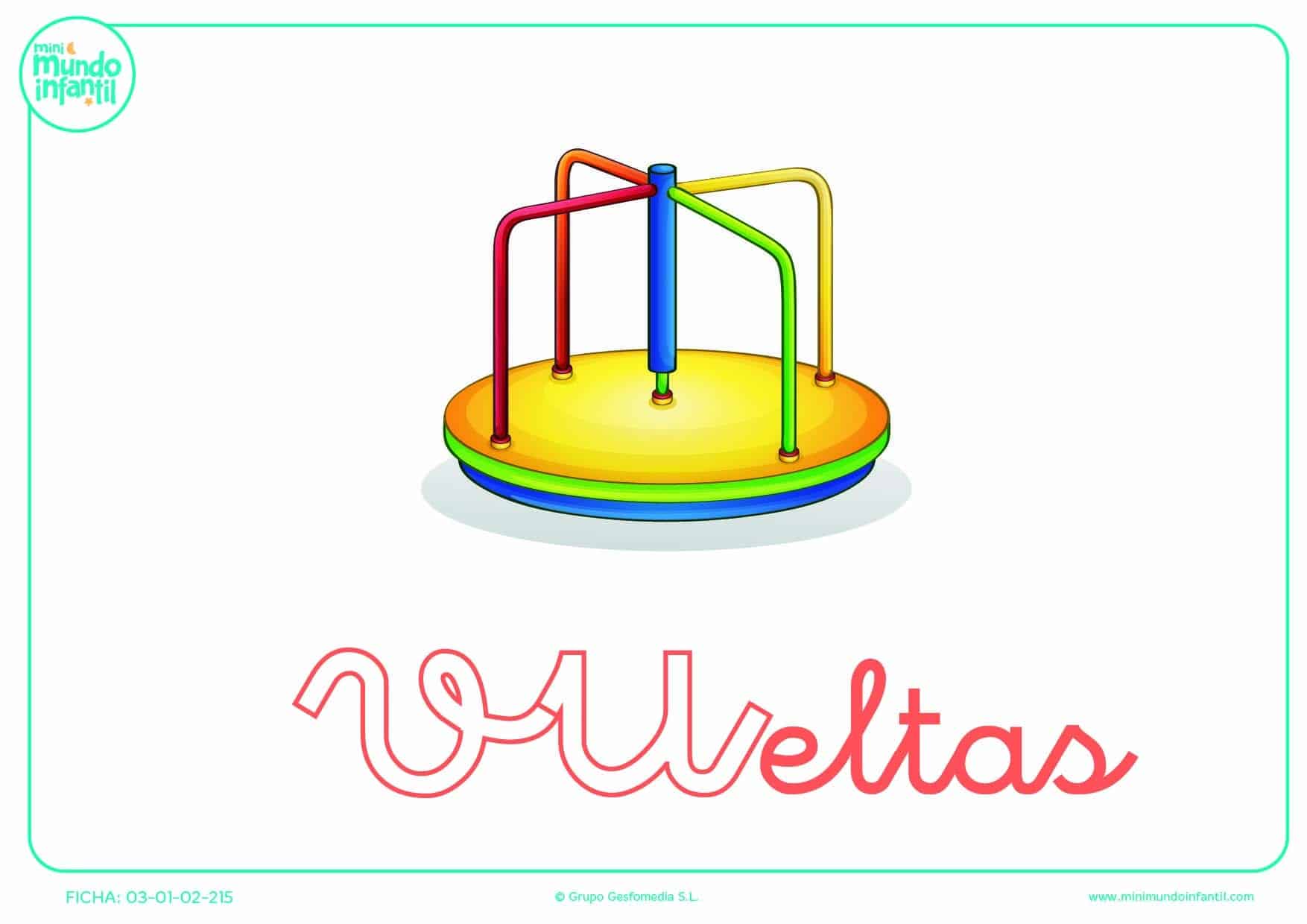 Sílaba Vu de vueltas en minúsculas para pintar