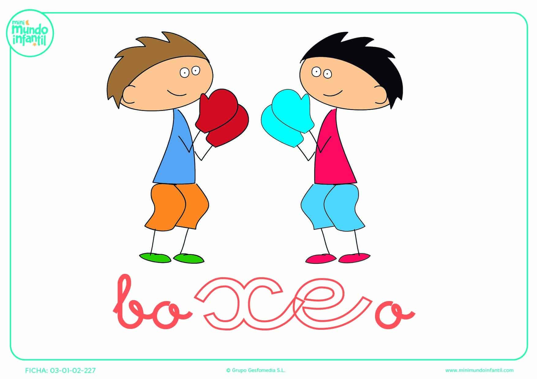 Sílaba XE minúscula de boxeo para que pintes