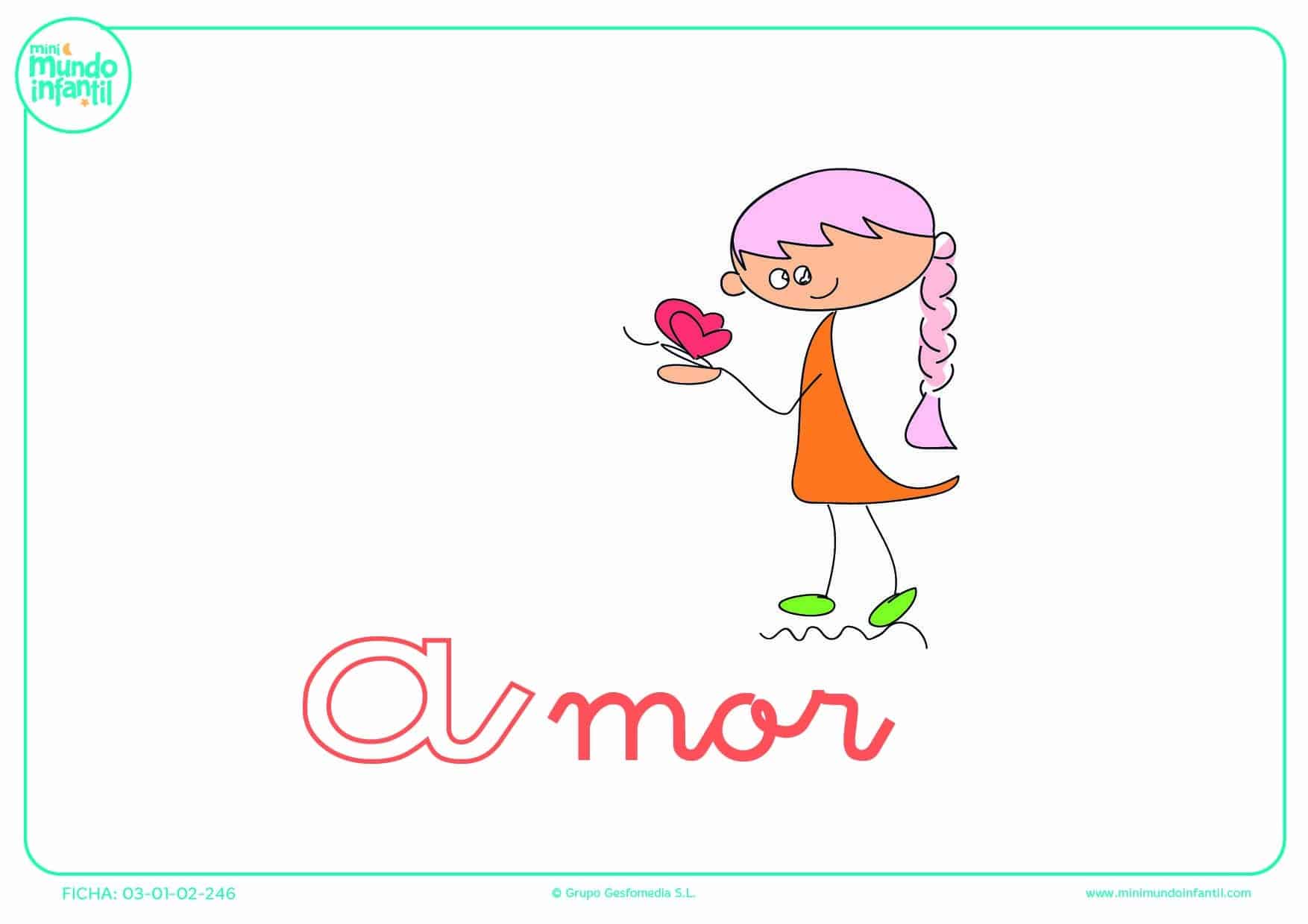 Colorear la letra A minúscula de amor