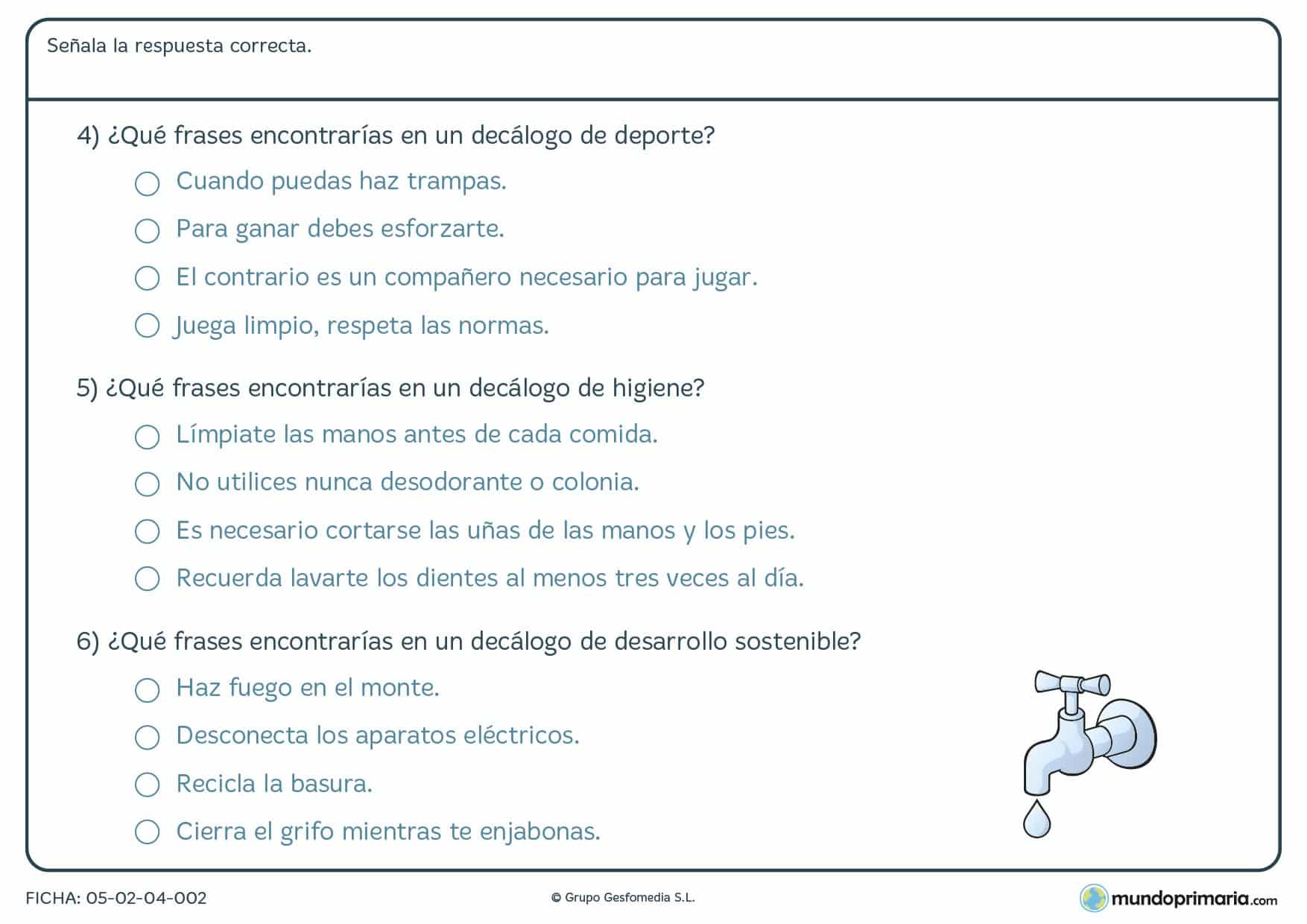 Ficha de los distintos tipos de decálogos que existen para 3º curso