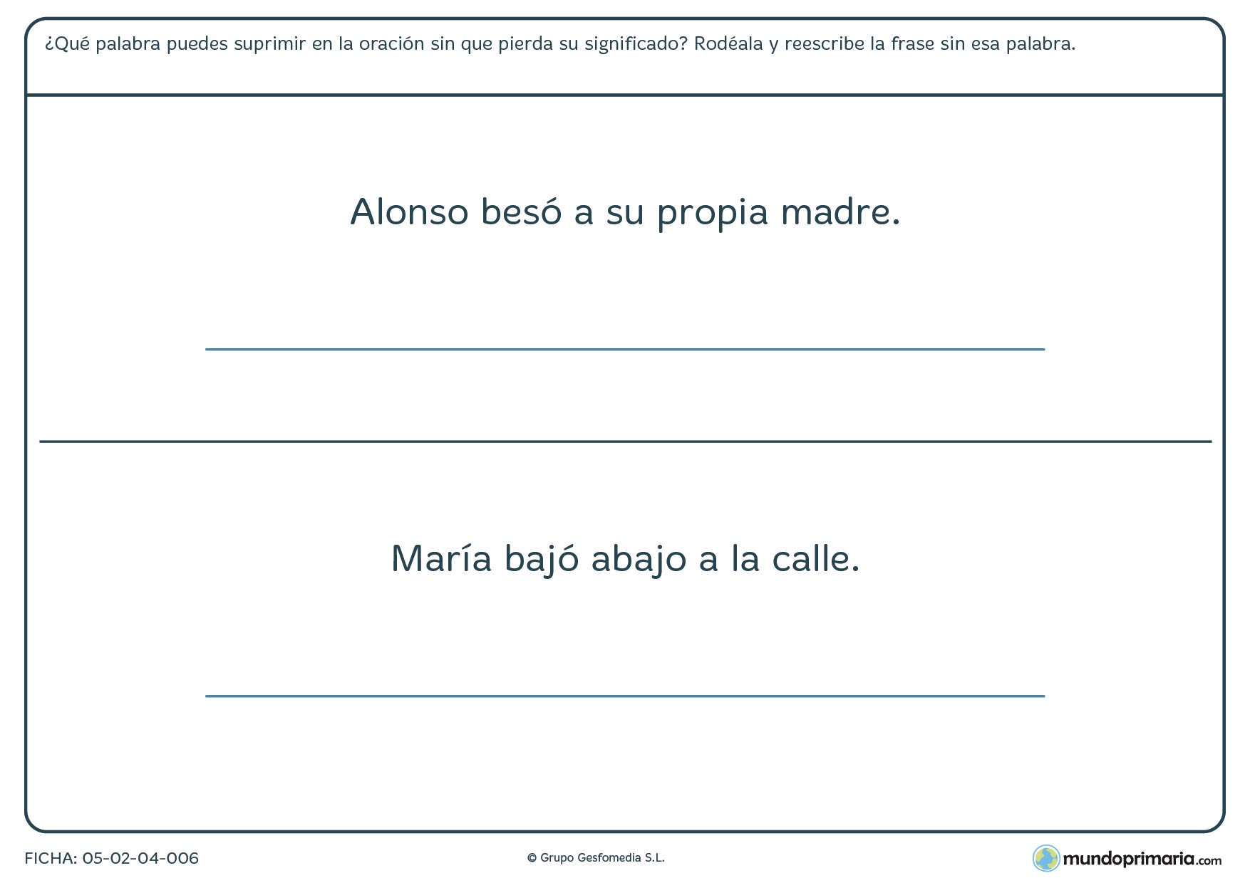 Ficha de palabras que no son relevantes en el significado de una frase