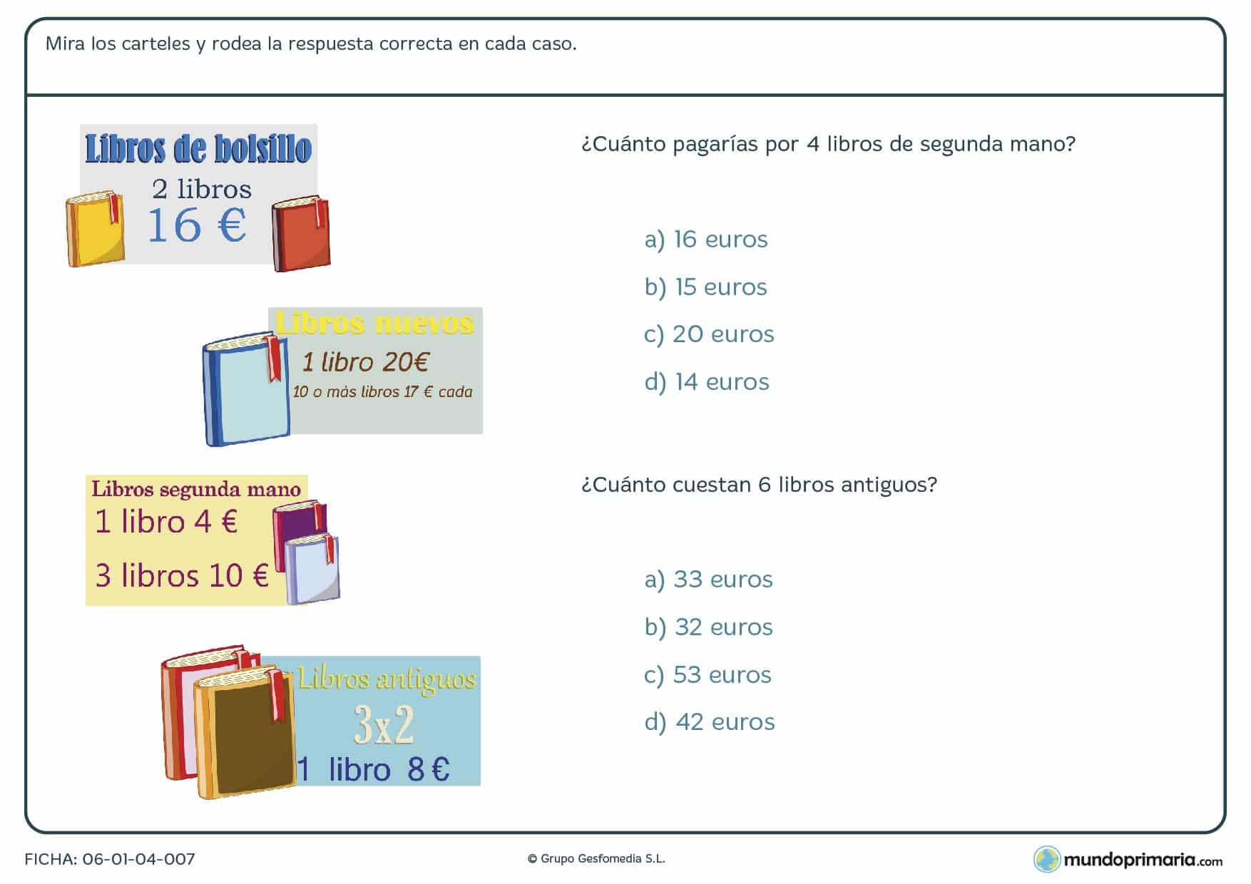 Ficha con preguntas y respuestas pensadas para 4º de Primaria