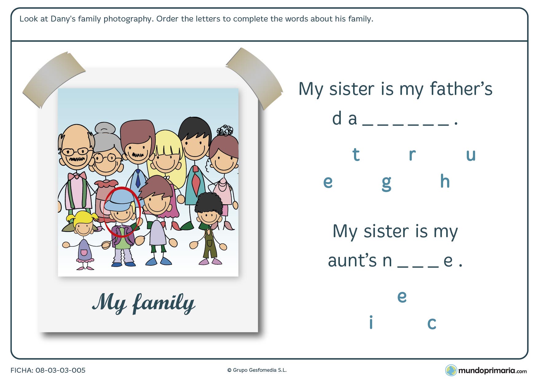 Ficha de organizar las letras para formar la palabra deseada en inglés