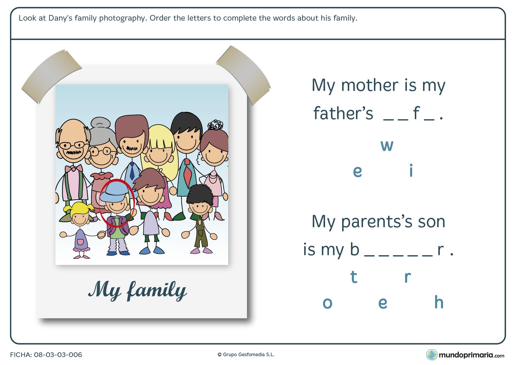 Ficha de establecer el vínculo entre las personas de una misma familia