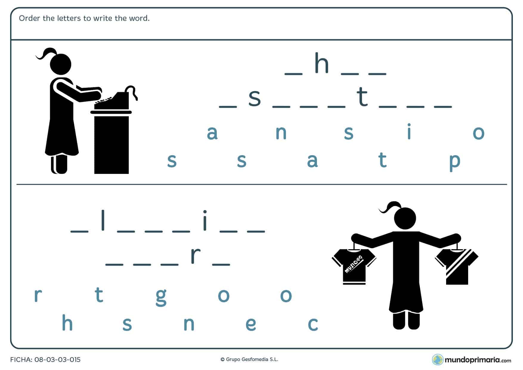Lámina de organizar todas las letras para construir la frase en inglés
