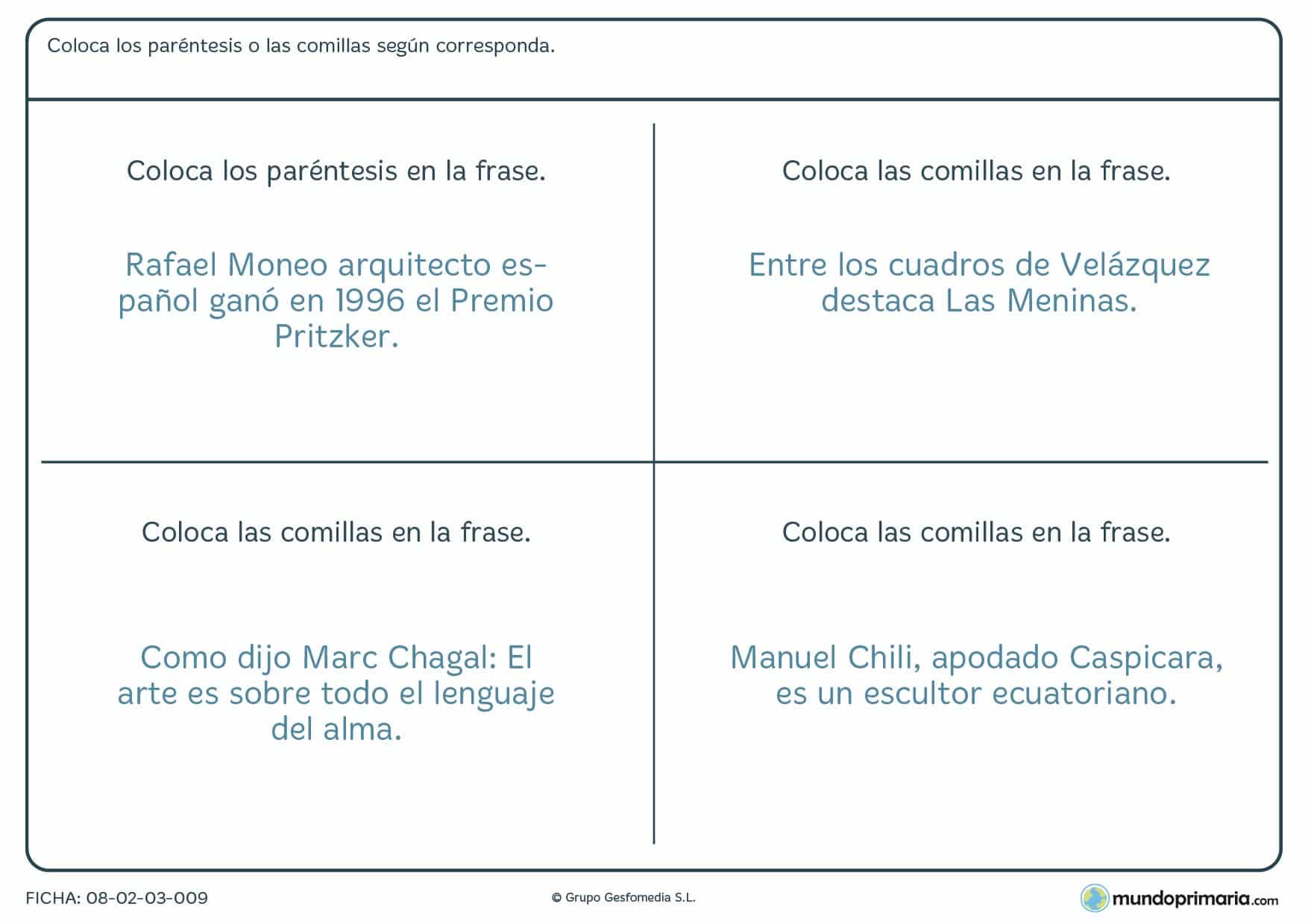Ficha de nombres propios en frases para aprender a escribirlos