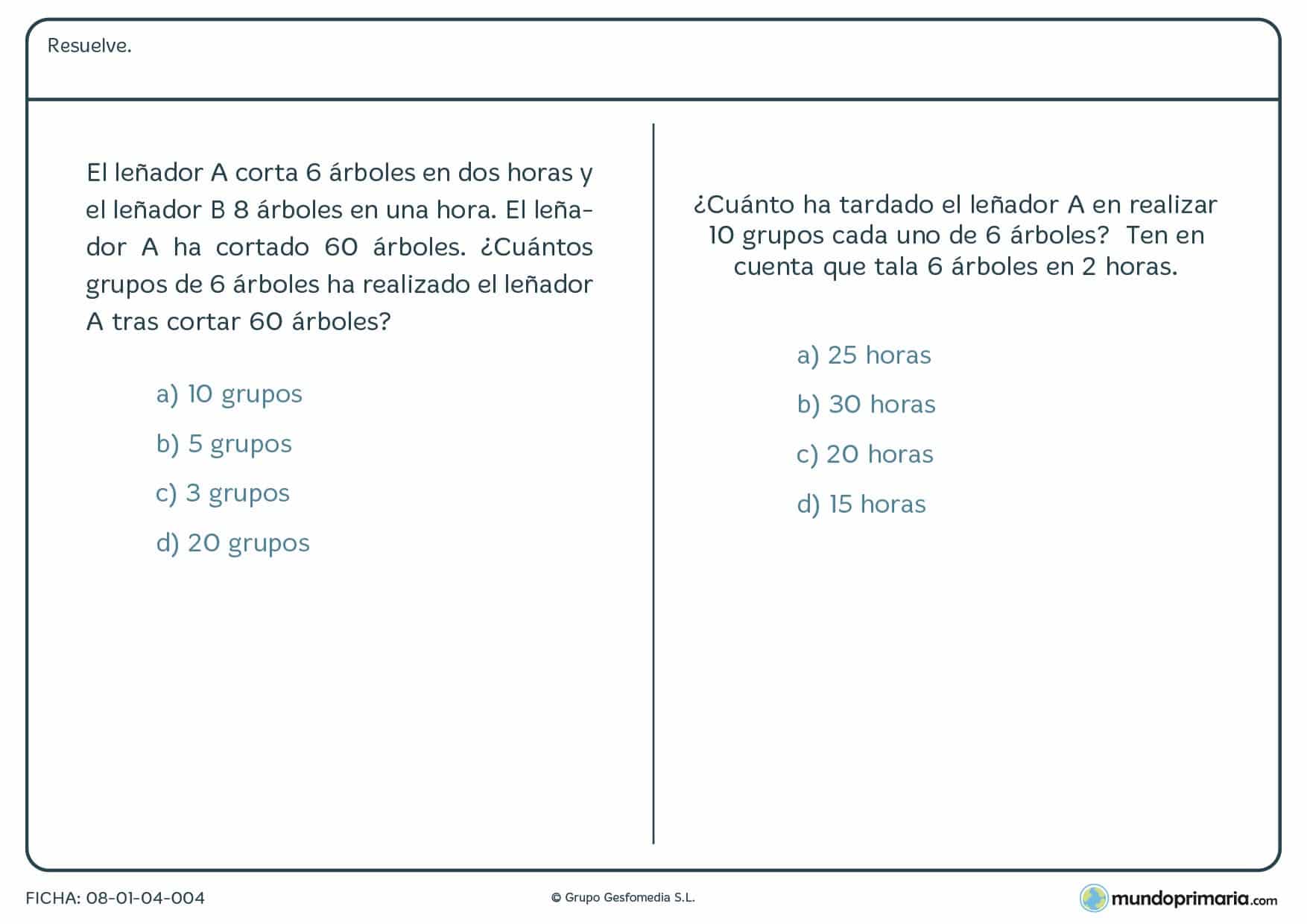 Resolución problemas ejercicios sexto primaria