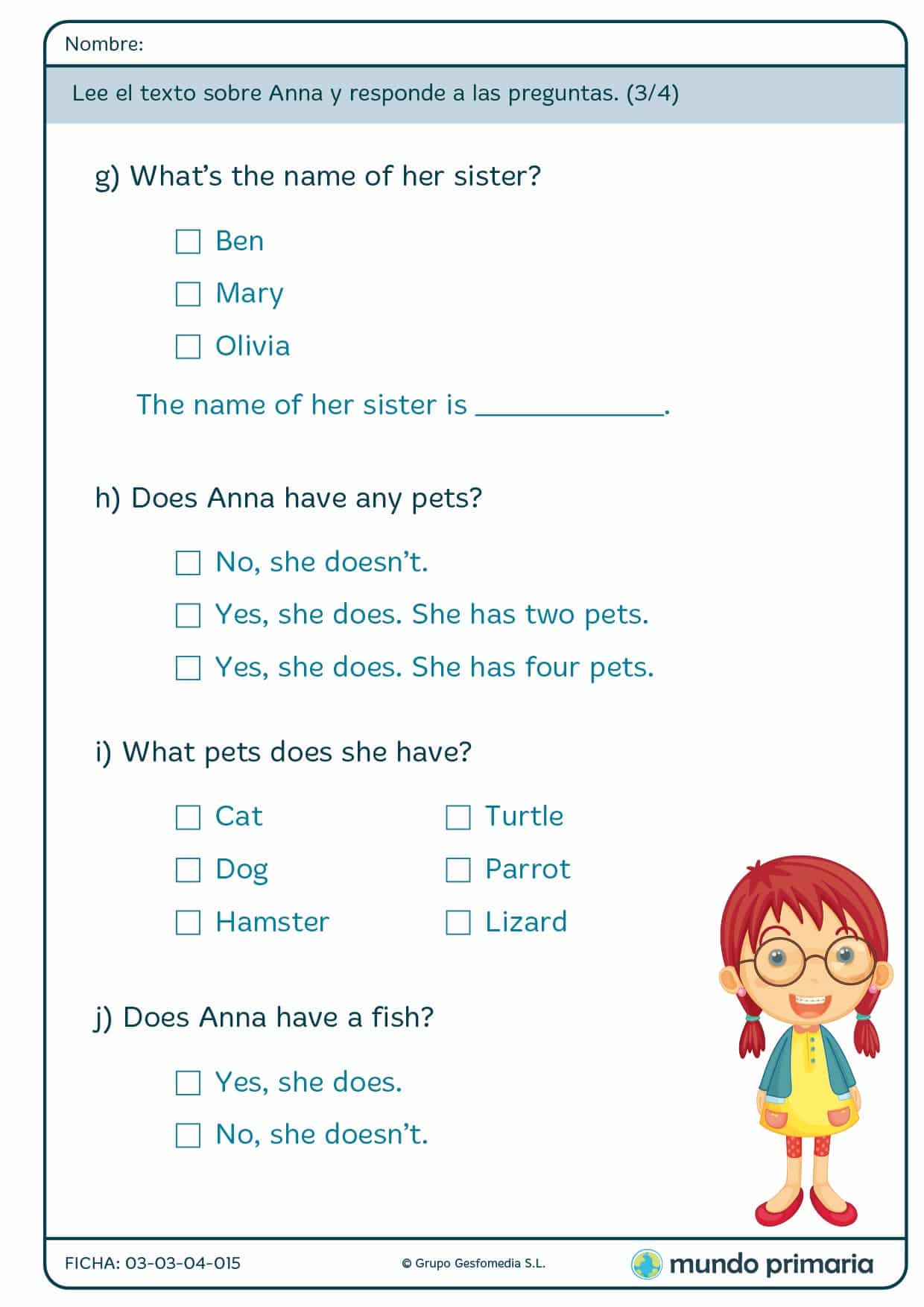 Contesta a estas preguntas de comprensión lectora para Primaria