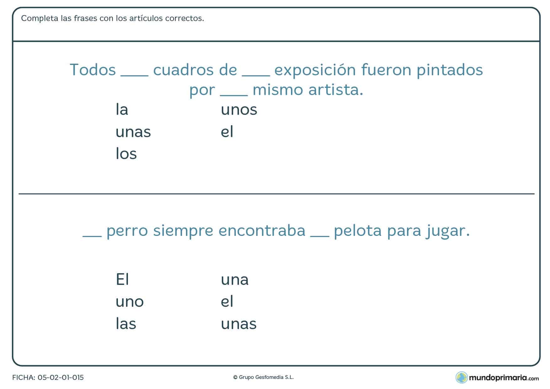 Ficha para completar el sentido de las frases para niños de Primaria