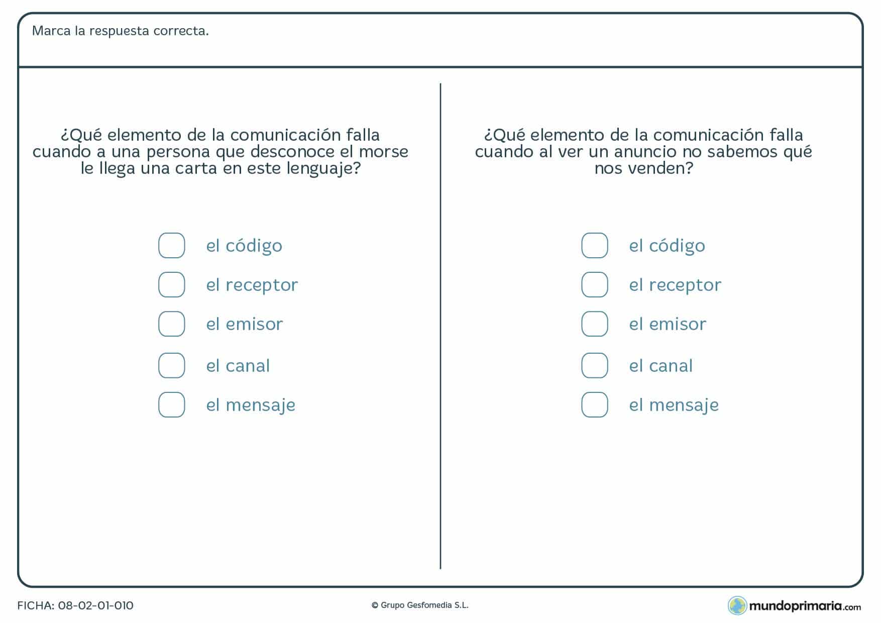 Ficha para aprender la forma de comunicar para niños de 6º curso
