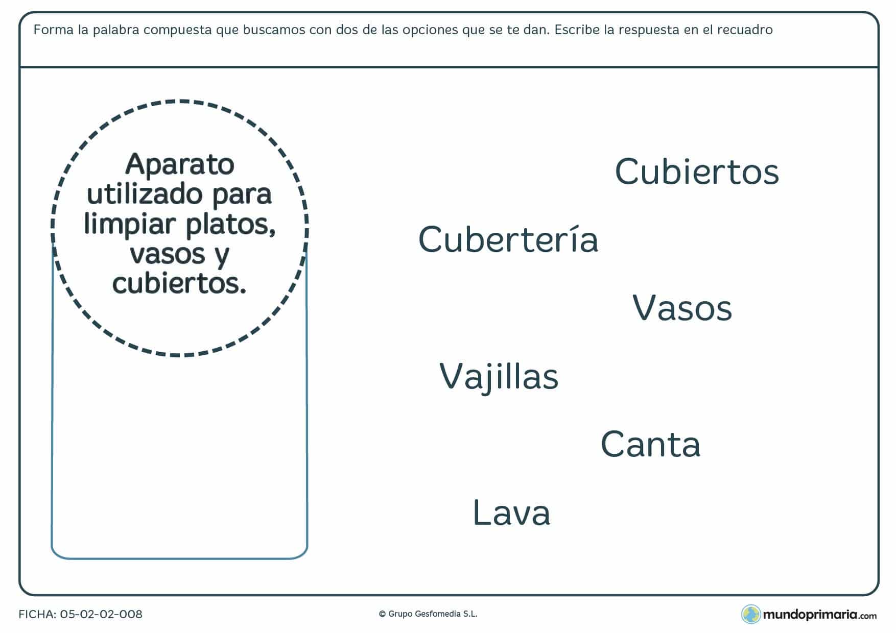 Ficha en la que hay que juntar dos palabras para formar una compuesta